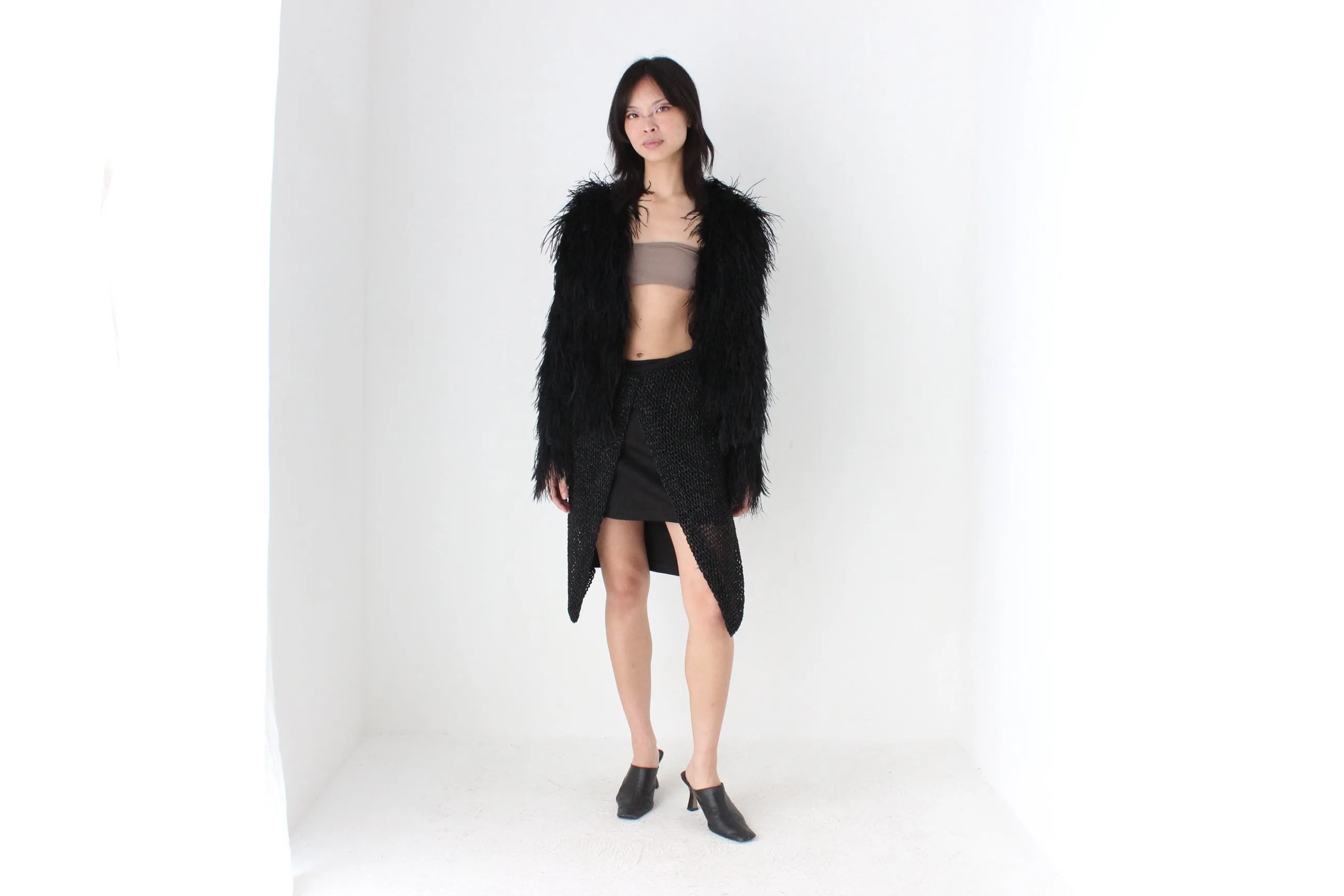 2000s Beaded Net / Stretch Mini Bandage Skirt