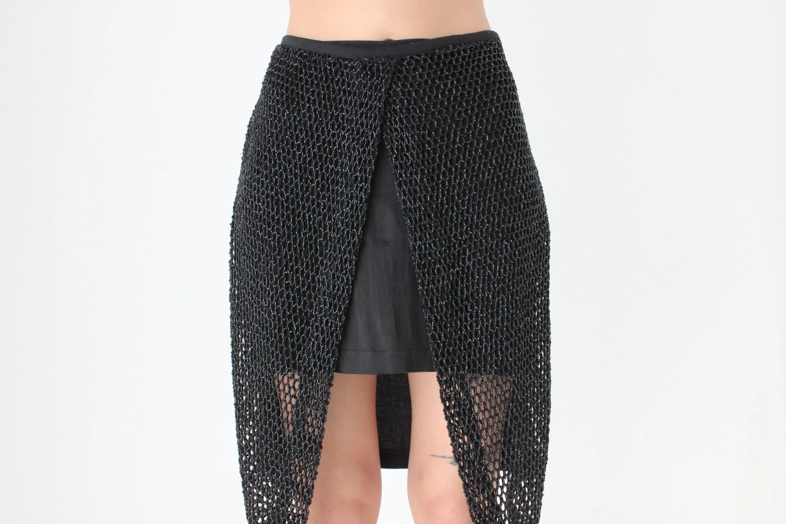 2000s Beaded Net / Stretch Mini Bandage Skirt