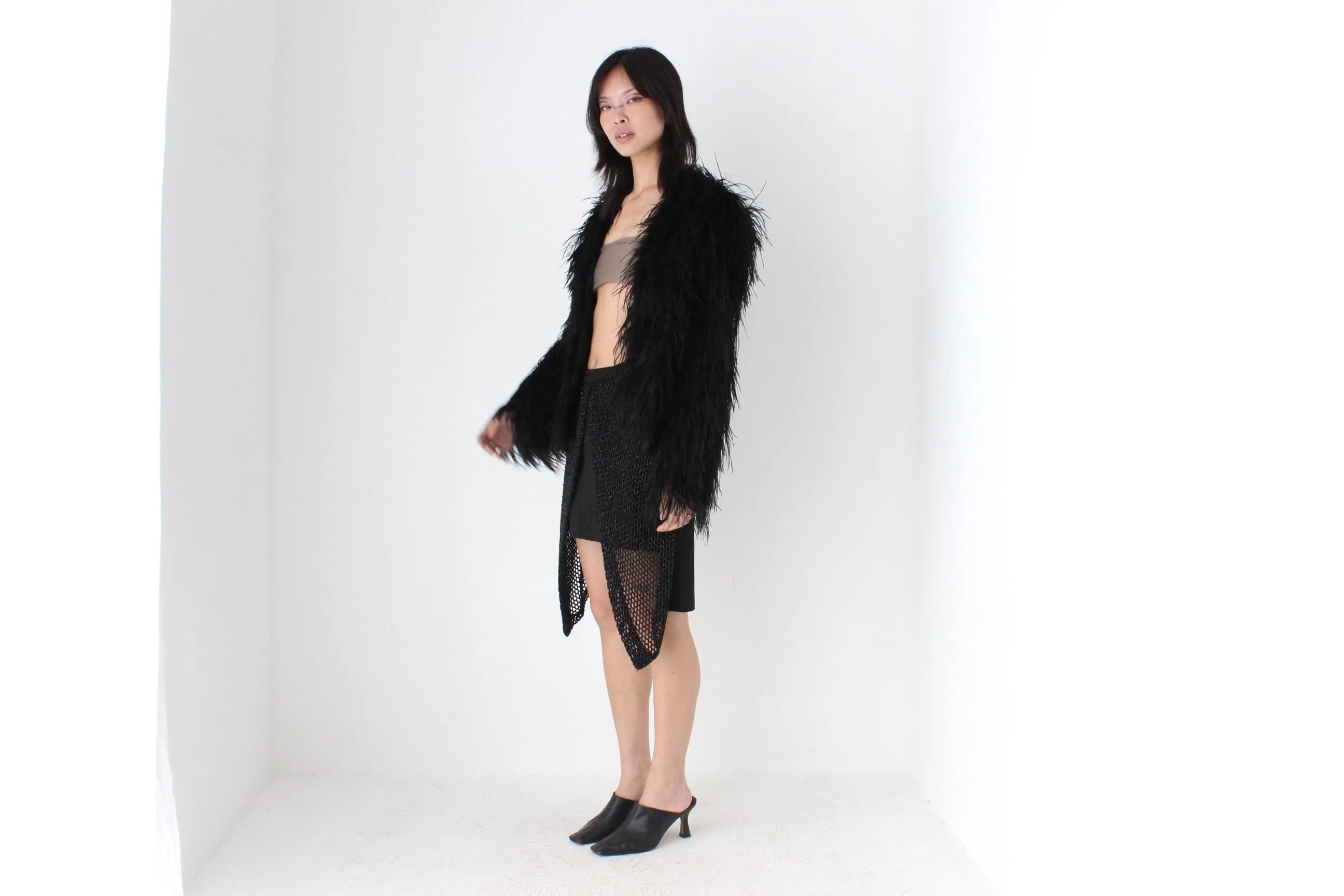 2000s Beaded Net / Stretch Mini Bandage Skirt
