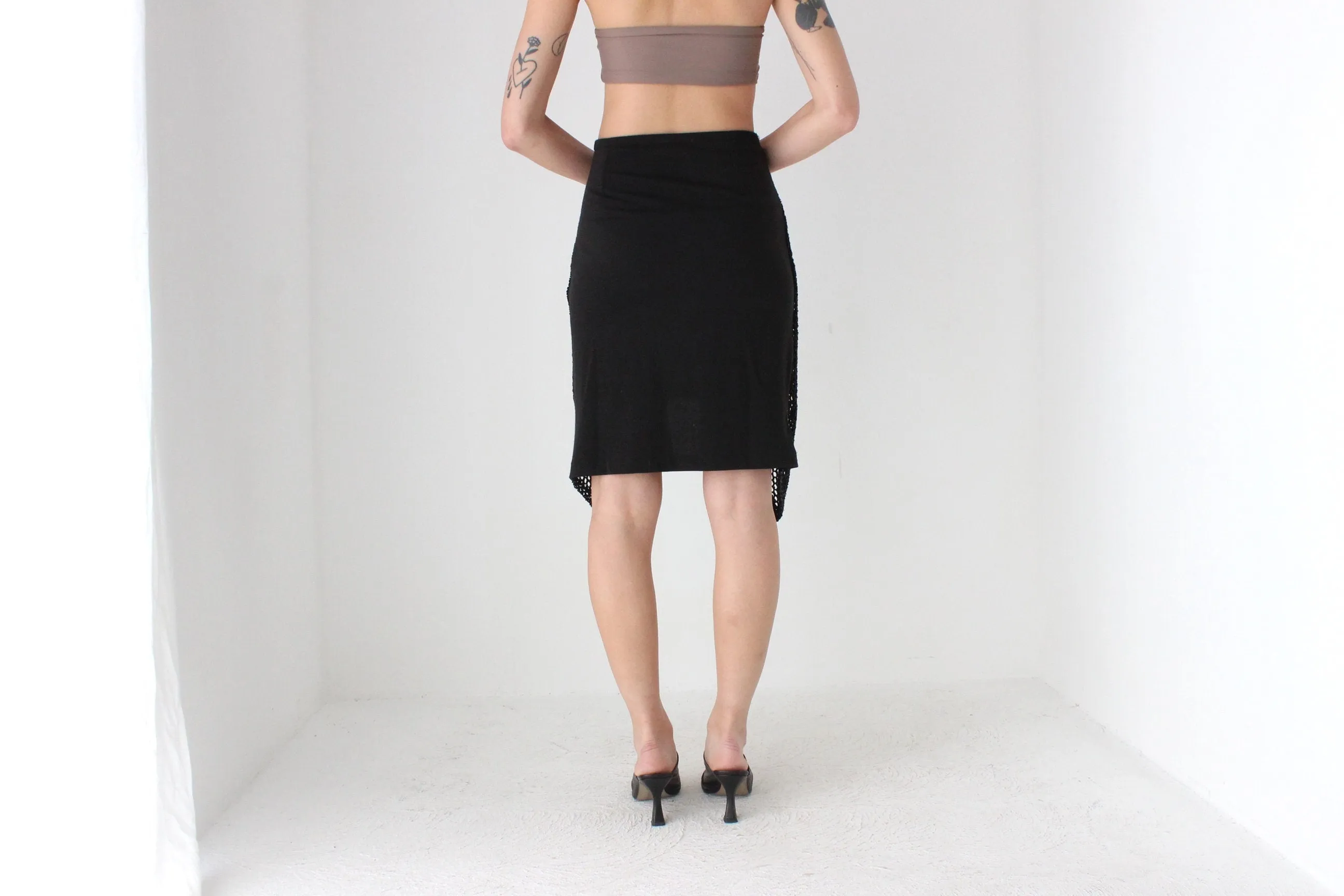 2000s Beaded Net / Stretch Mini Bandage Skirt