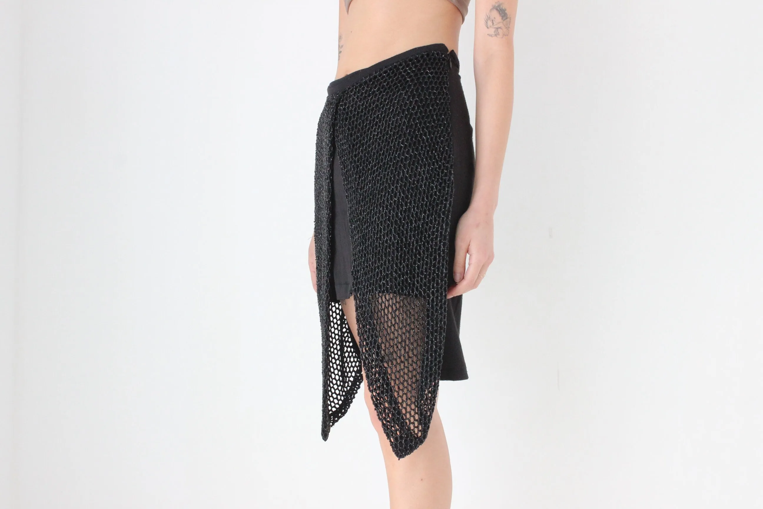2000s Beaded Net / Stretch Mini Bandage Skirt