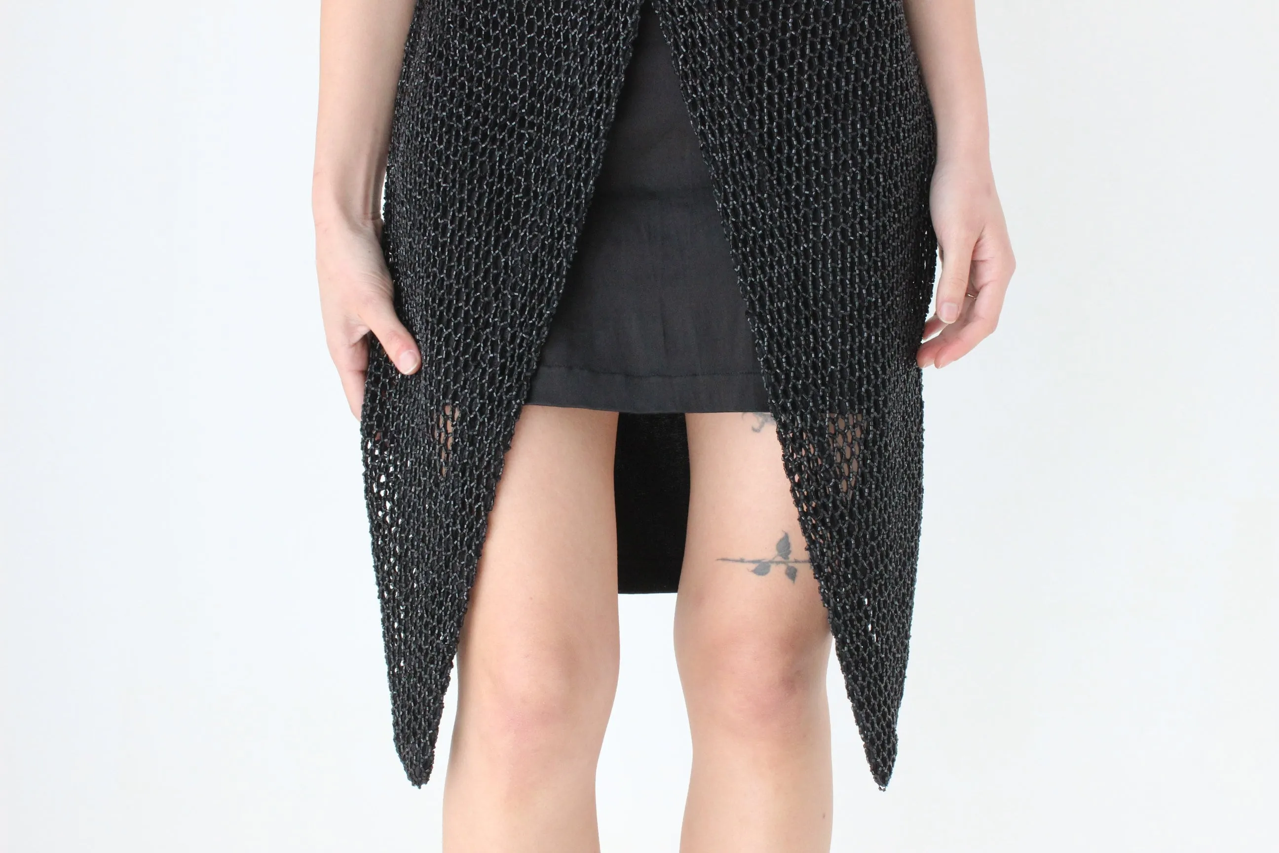 2000s Beaded Net / Stretch Mini Bandage Skirt