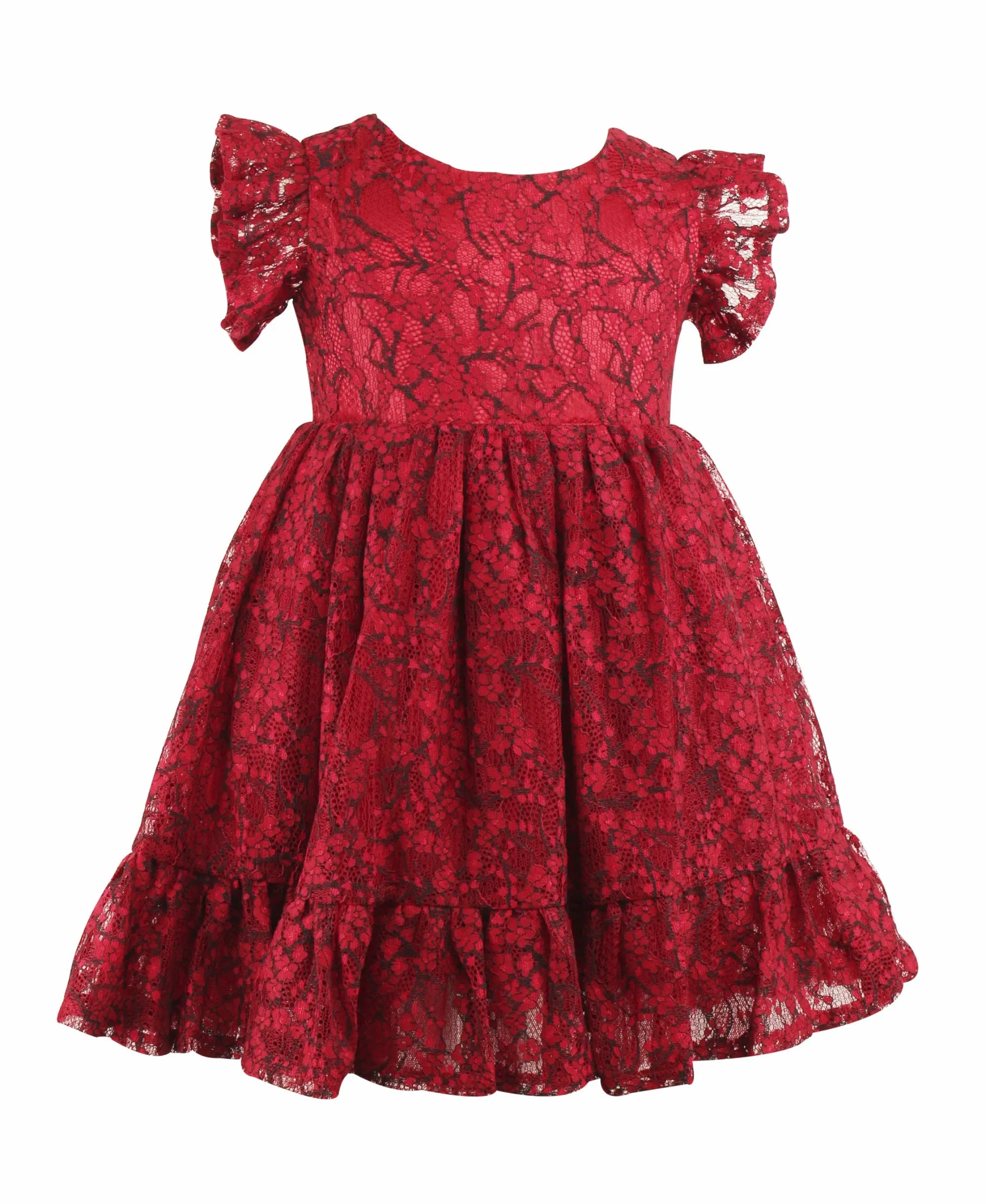 Baby Girl's Burgundy Lace Dress