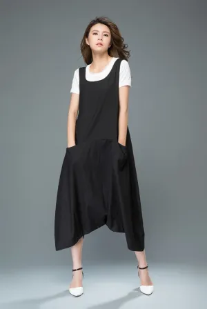 Black linen jumpsuit C931