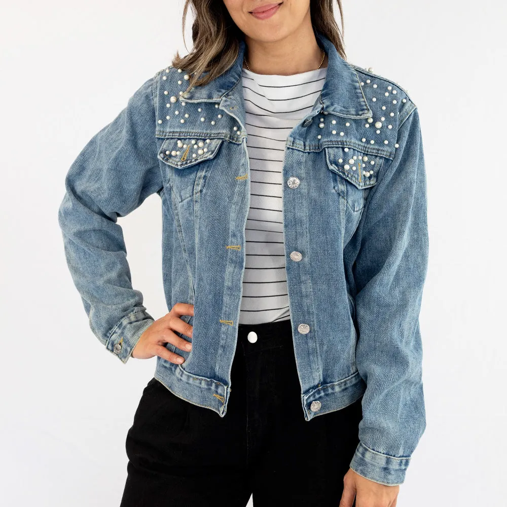 (Blue Pearl) Pet Denim Jacket