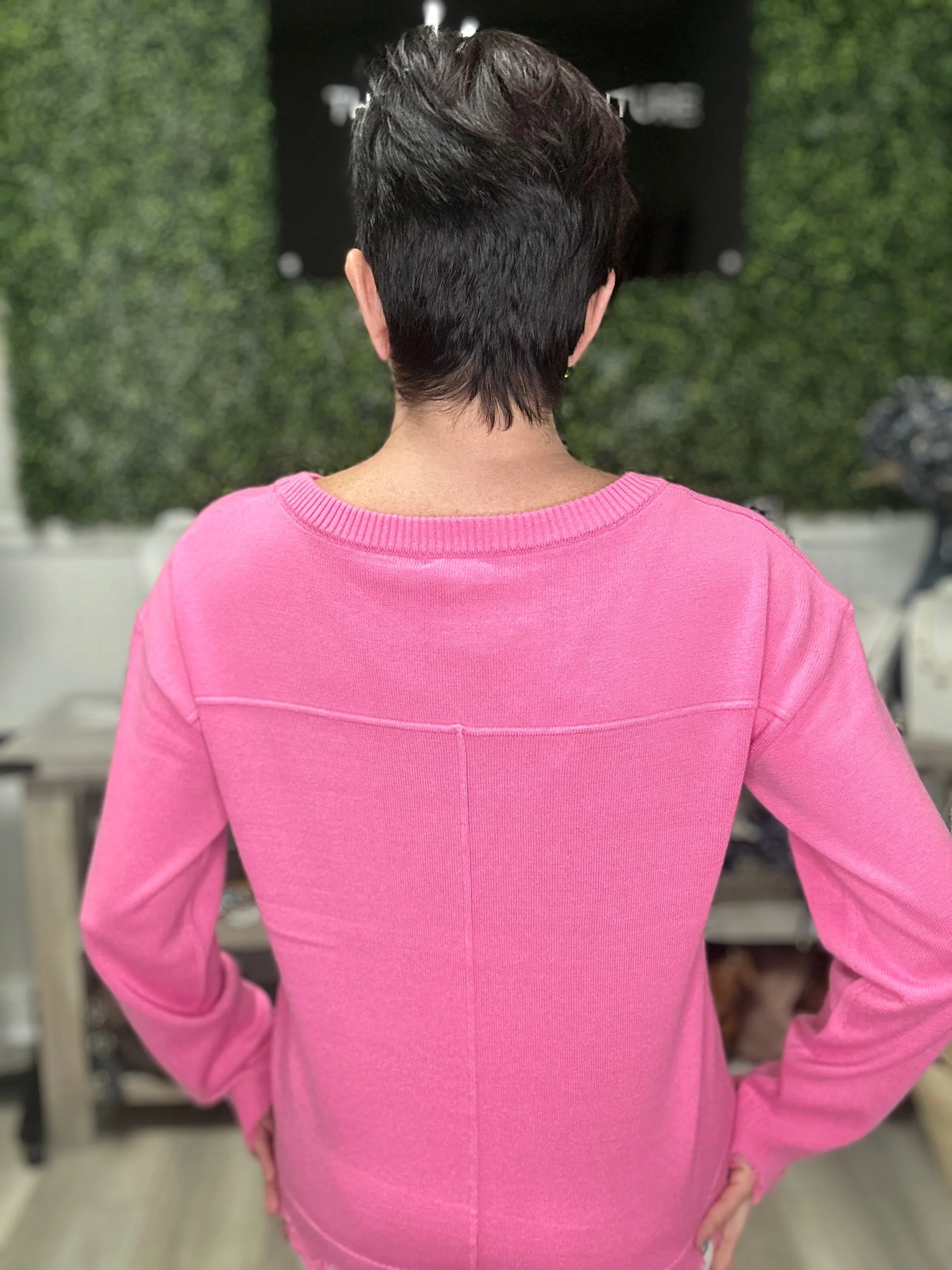 Boat Neck Distressed Heart Sweater