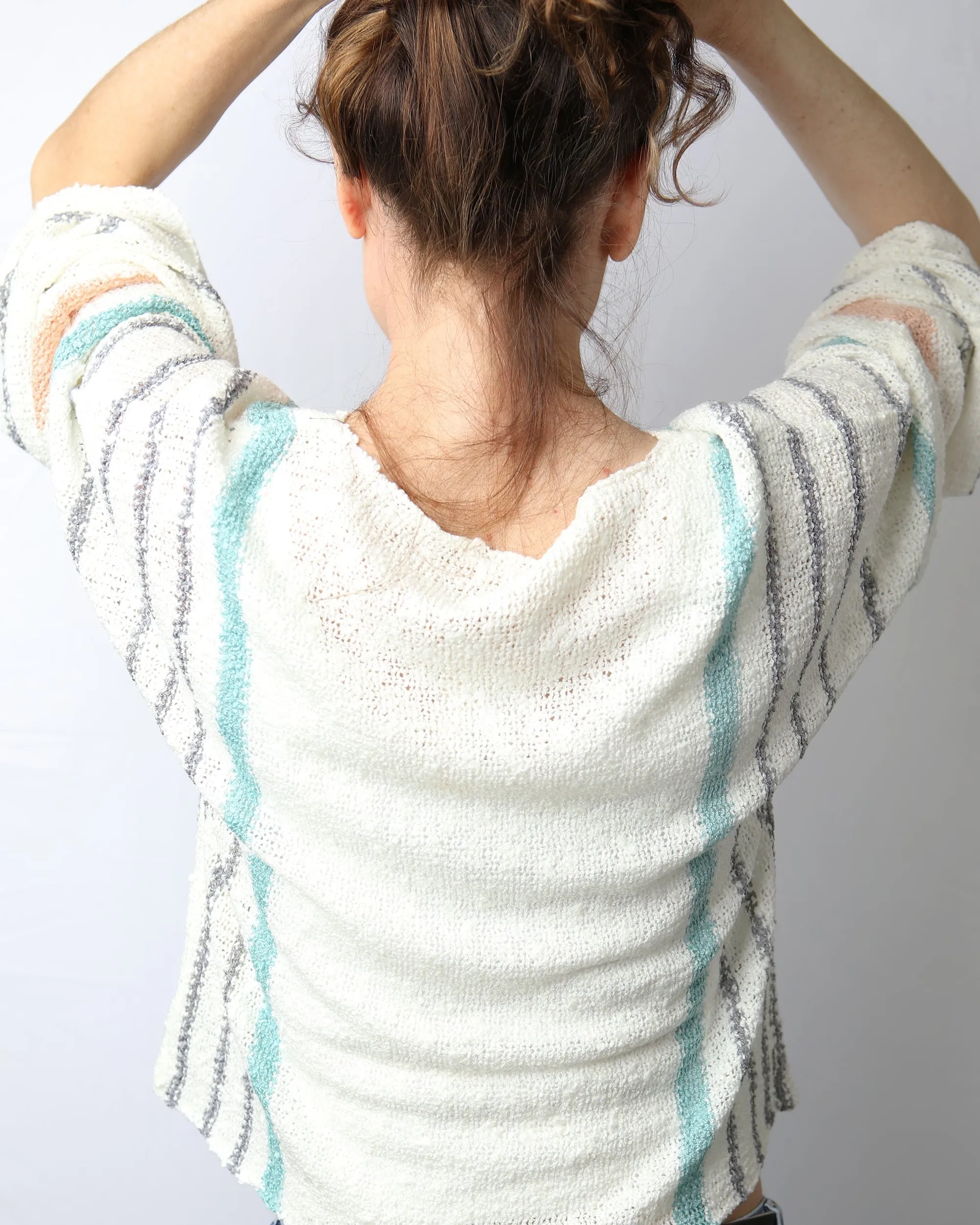 Boat Neck Vertical Stripe Sweater