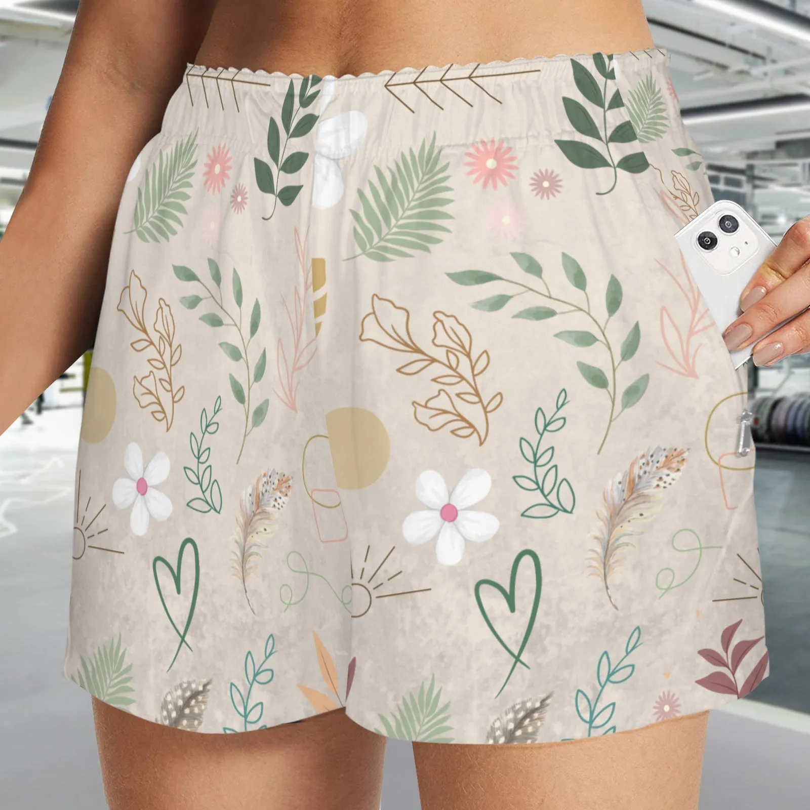 Boho Beige Zip Pocket Shorts up to 5 XL (FWS)