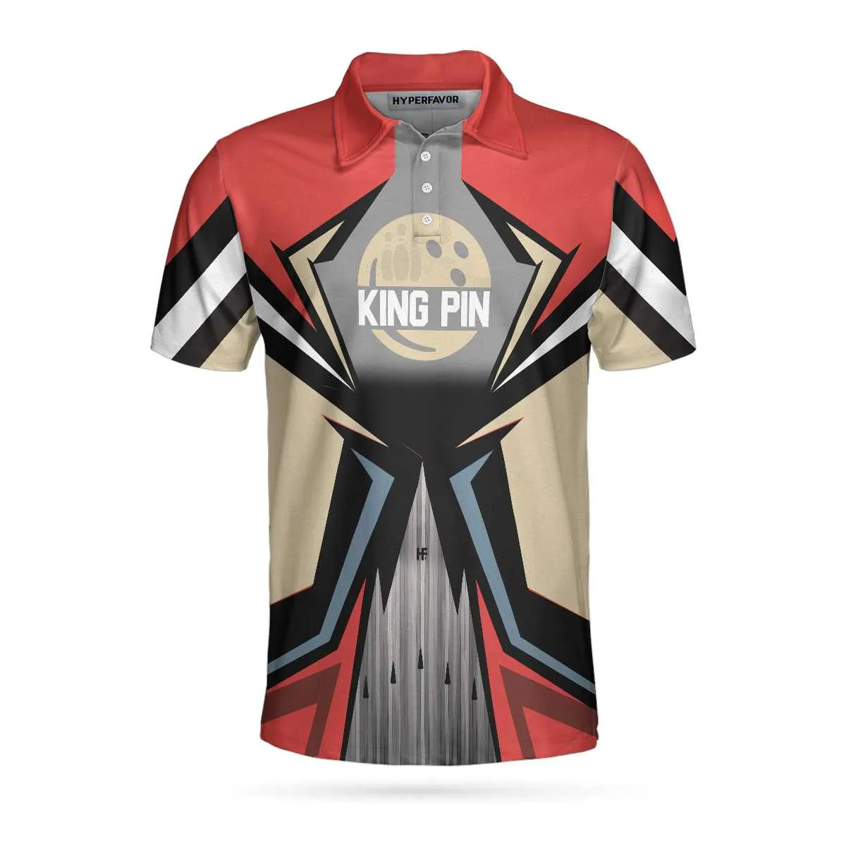 Bowling Red King Pin Custom Polo Shirt, Colorful Personalized Bowling Polo Shirt With Name, Custom Bowling Gift Coolspod