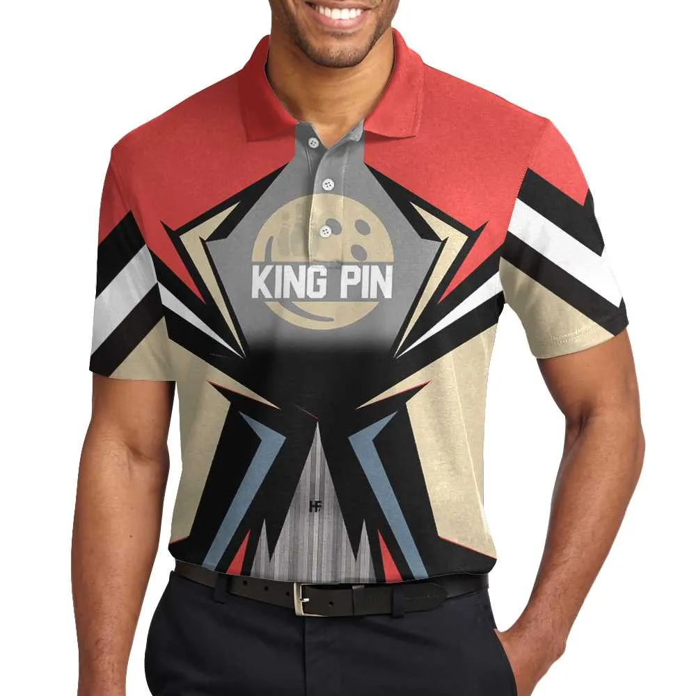 Bowling Red King Pin Custom Polo Shirt, Colorful Personalized Bowling Polo Shirt With Name, Custom Bowling Gift Coolspod