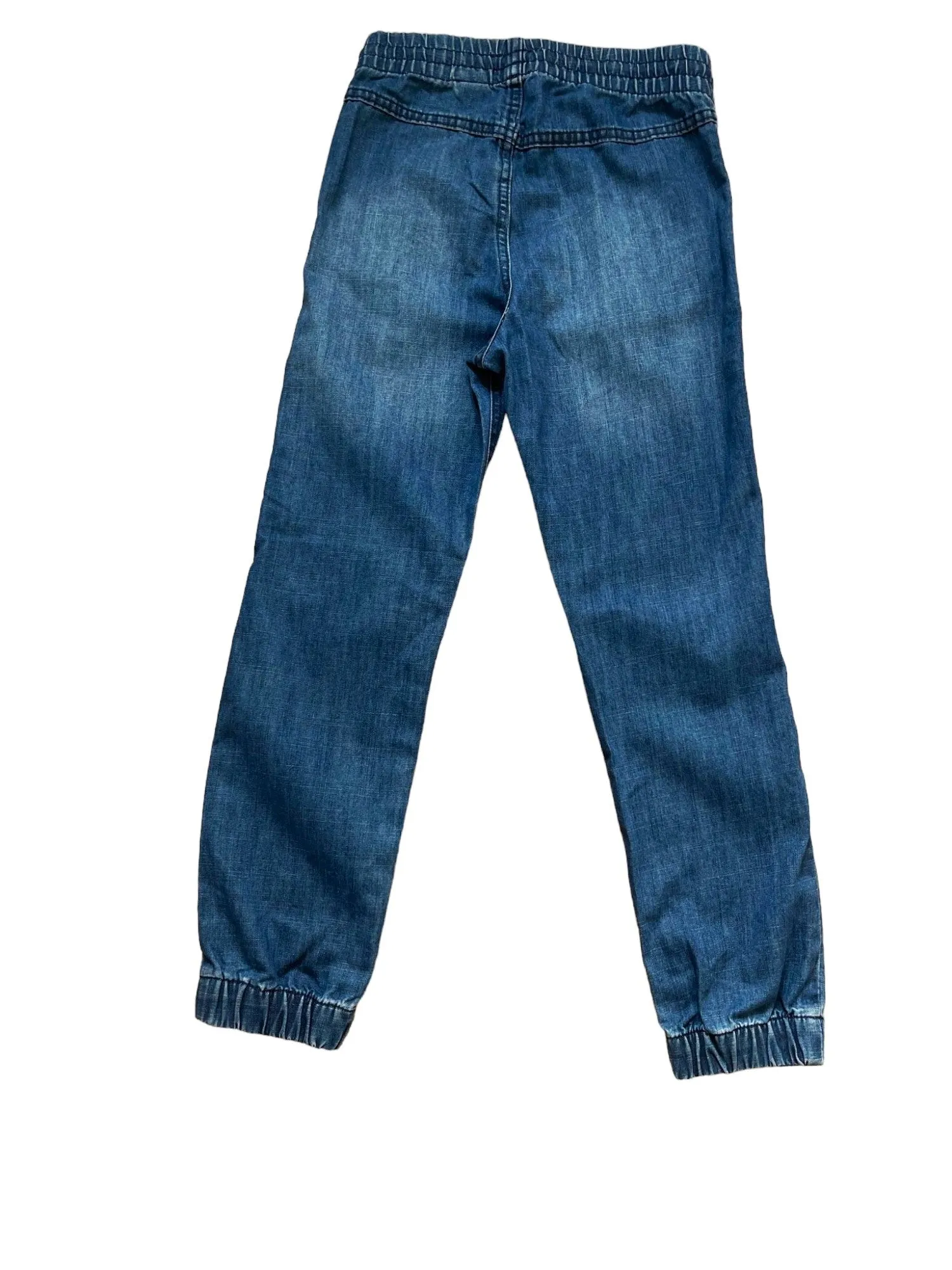 Boys Light Dark Blue Wash Elasticated Waist Cotton Cuffed Hem Jogger Denim Jeans