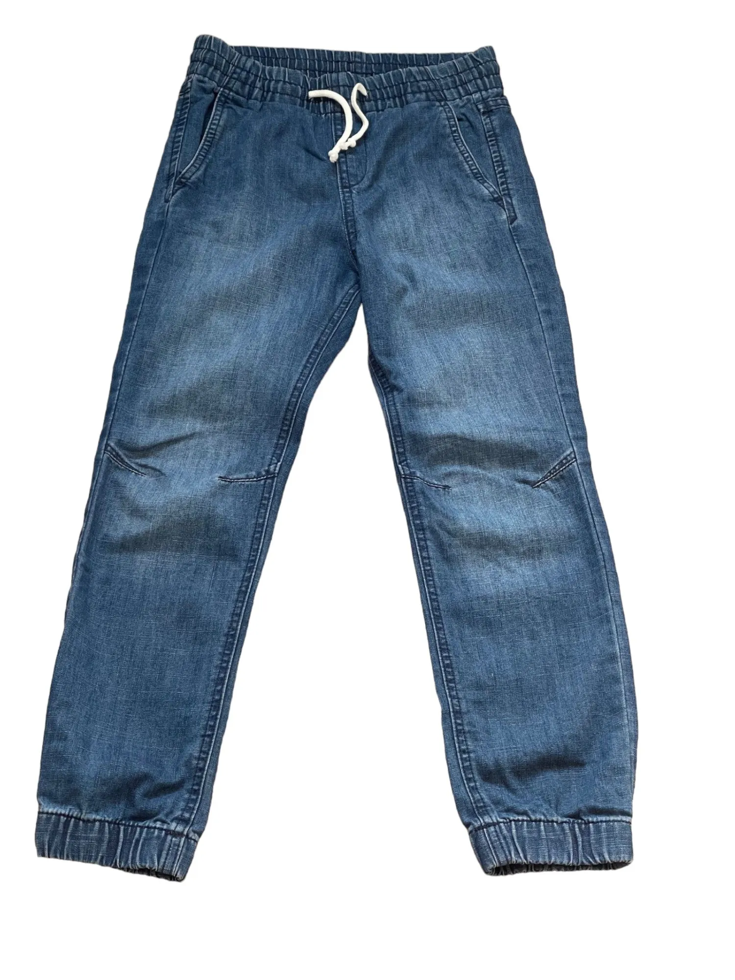 Boys Light Dark Blue Wash Elasticated Waist Cotton Cuffed Hem Jogger Denim Jeans