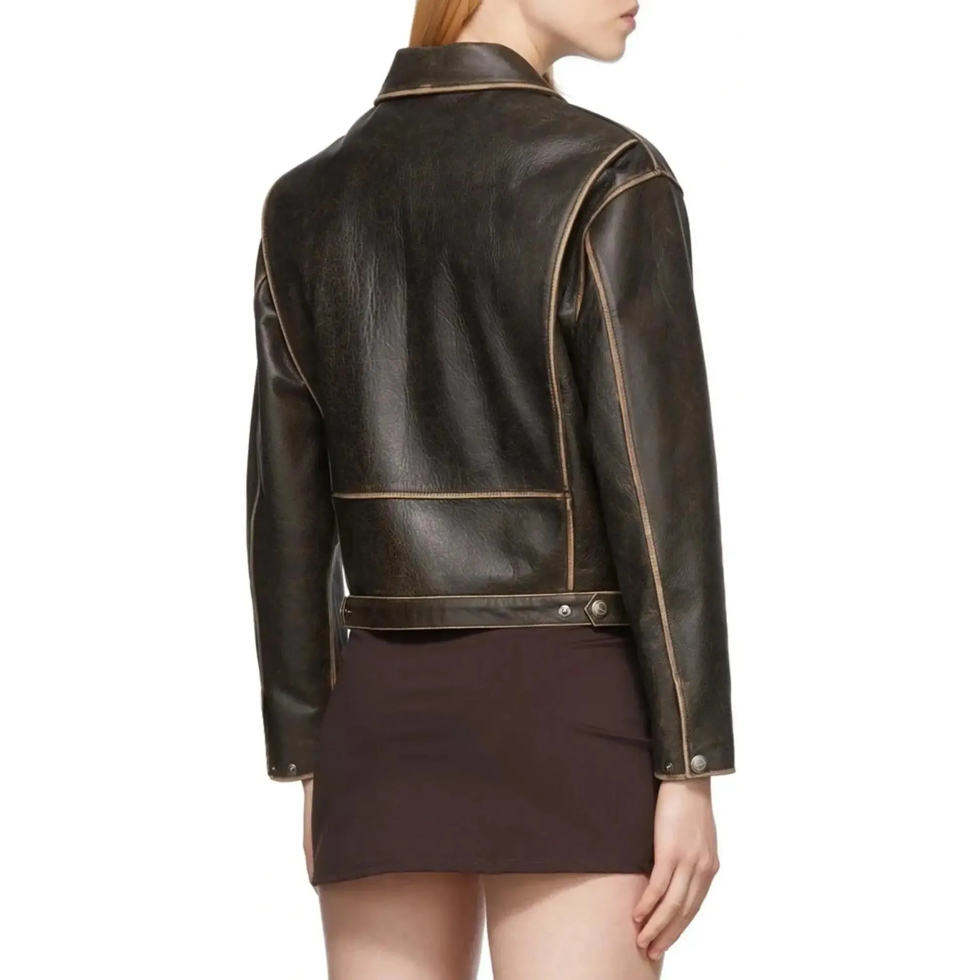 Brown Distressed Leather Jacket