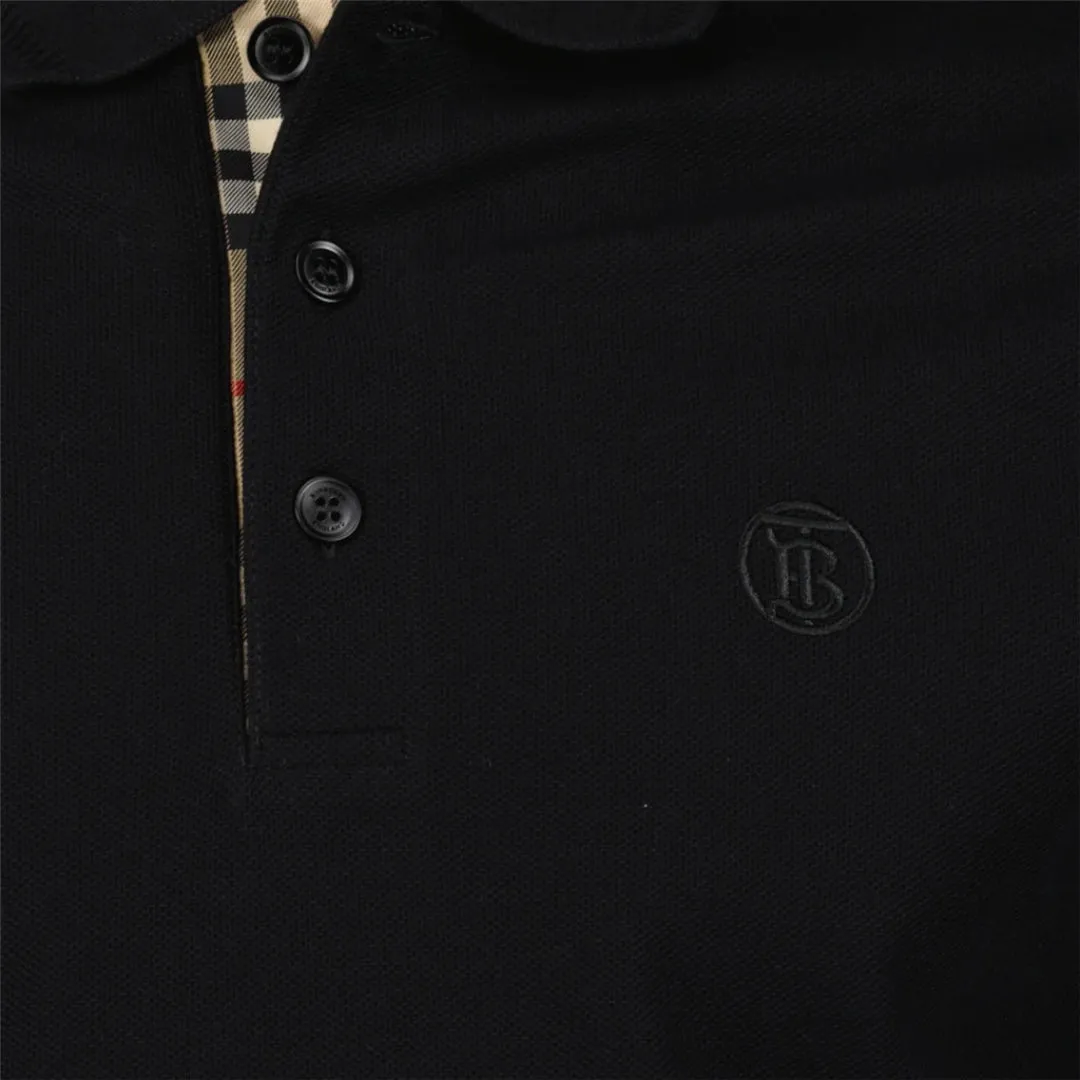 Burberry Branded Circle Logo Black Polo Shirt