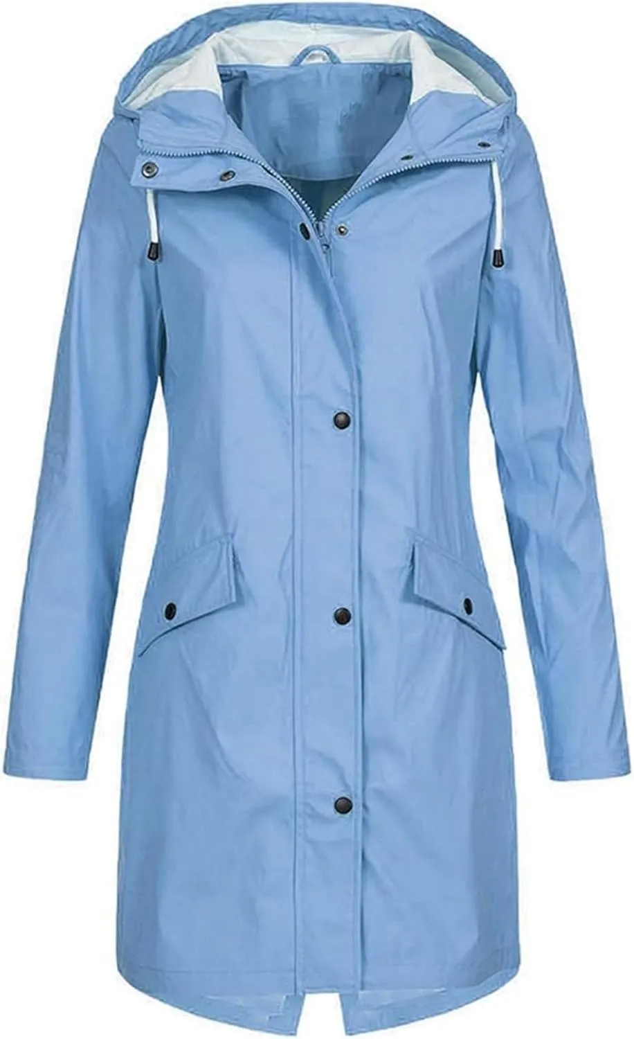Canbebig Raincoat Women Lightweight Waterproof Coats Long Hooded Trench Coats Packable Rain Coats with Pockets Travel Jackets