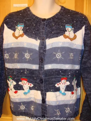 Christmas Sweater Skating Sledding Snowmen