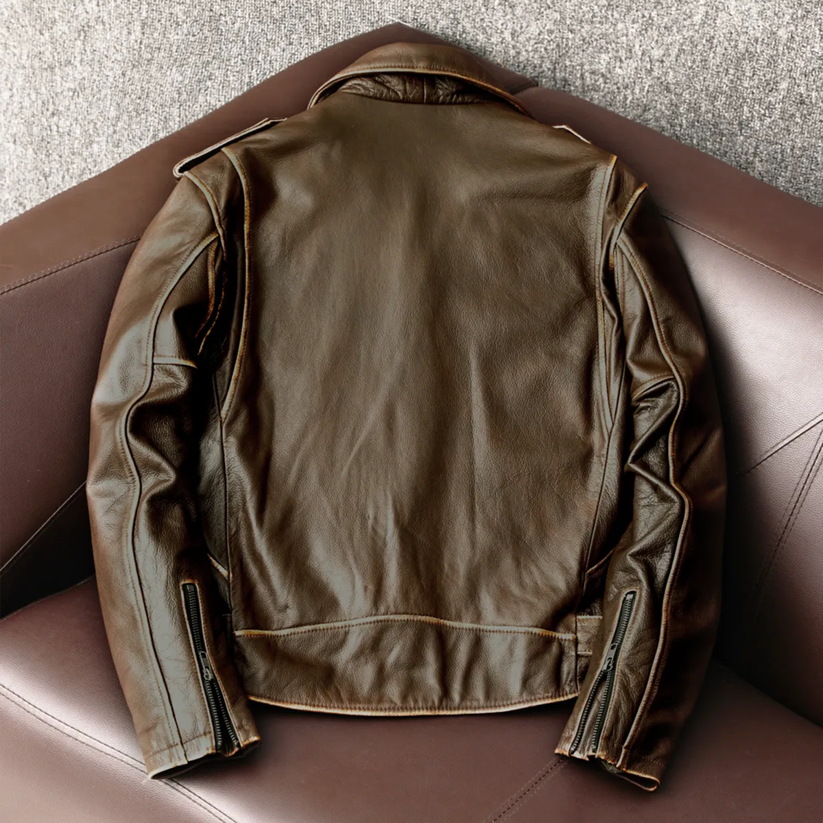 Cowhide Slim Fit Motorcycle Leather Jacket