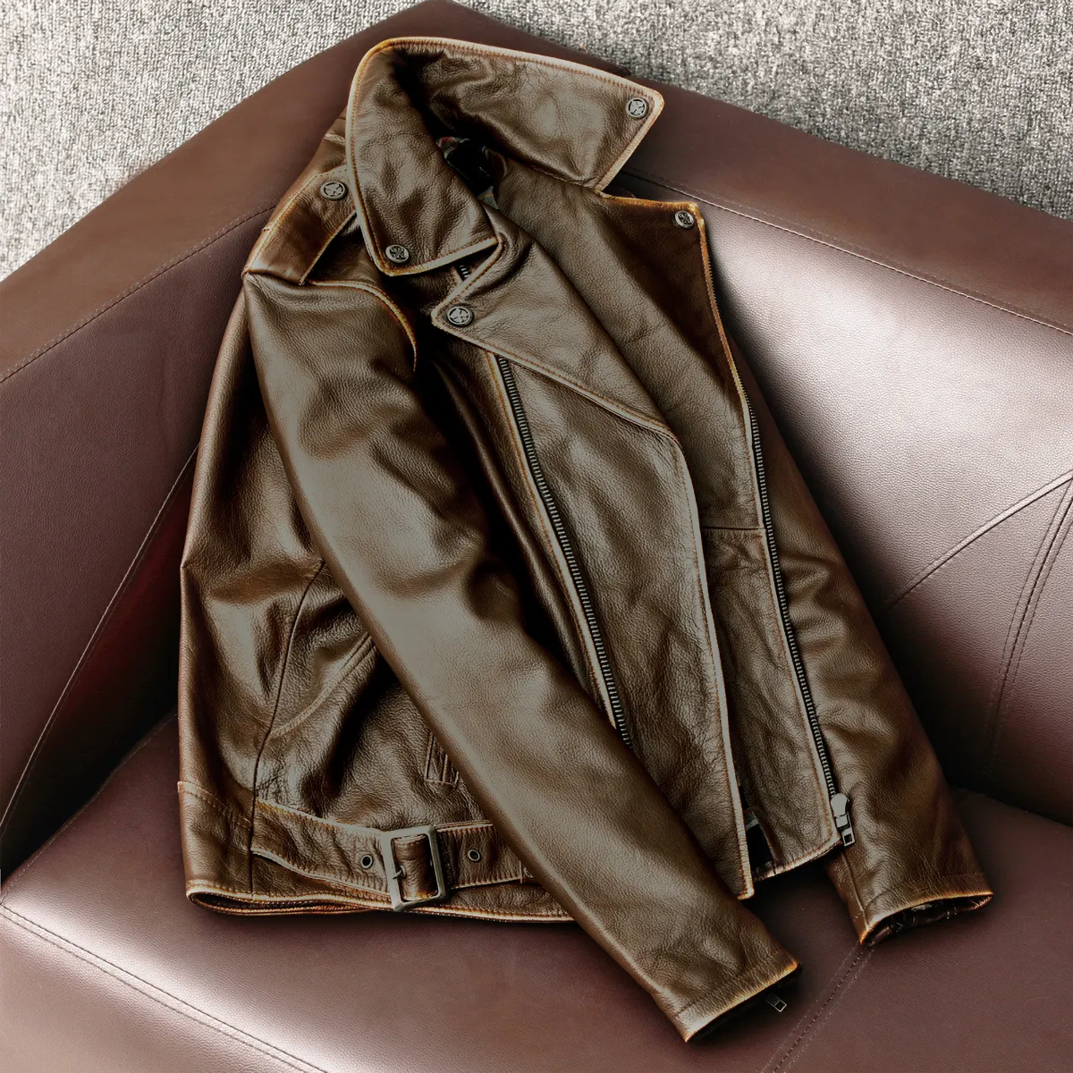 Cowhide Slim Fit Motorcycle Leather Jacket