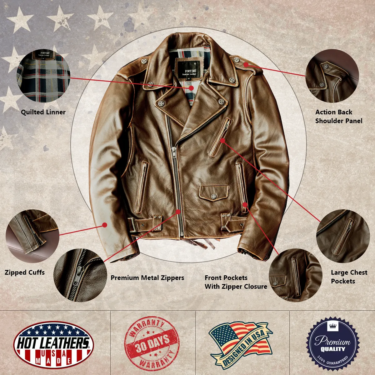 Cowhide Slim Fit Motorcycle Leather Jacket