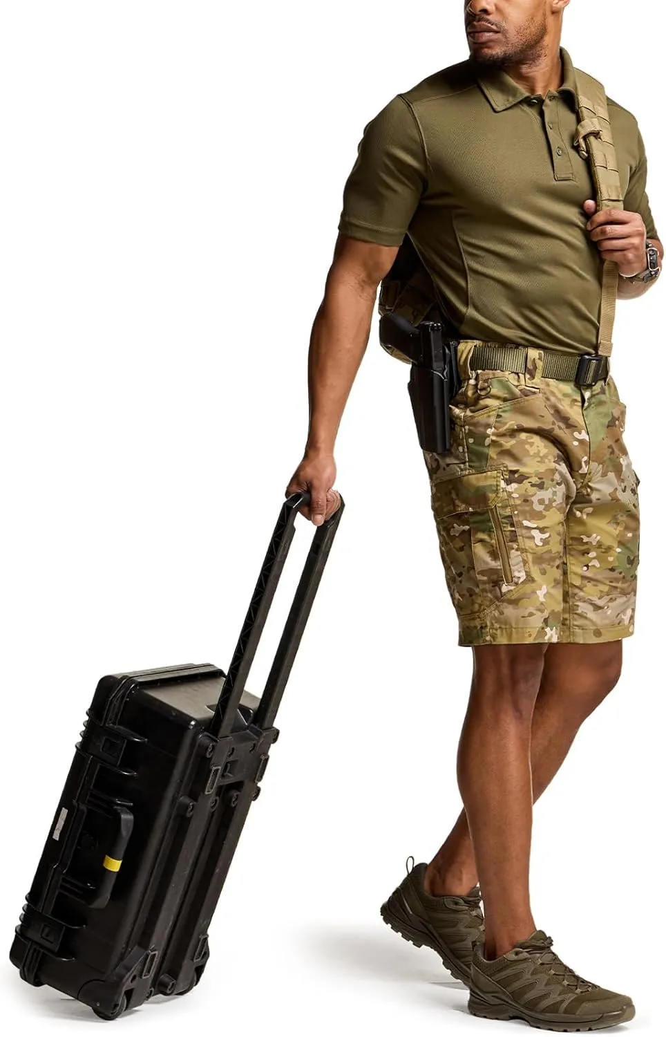 CQR Men's Flex Casual Cargo Shorts, Lightweight Water Resistant Golf Shorts, Stretch Tactical Work Shorts with Multi-Pocket
