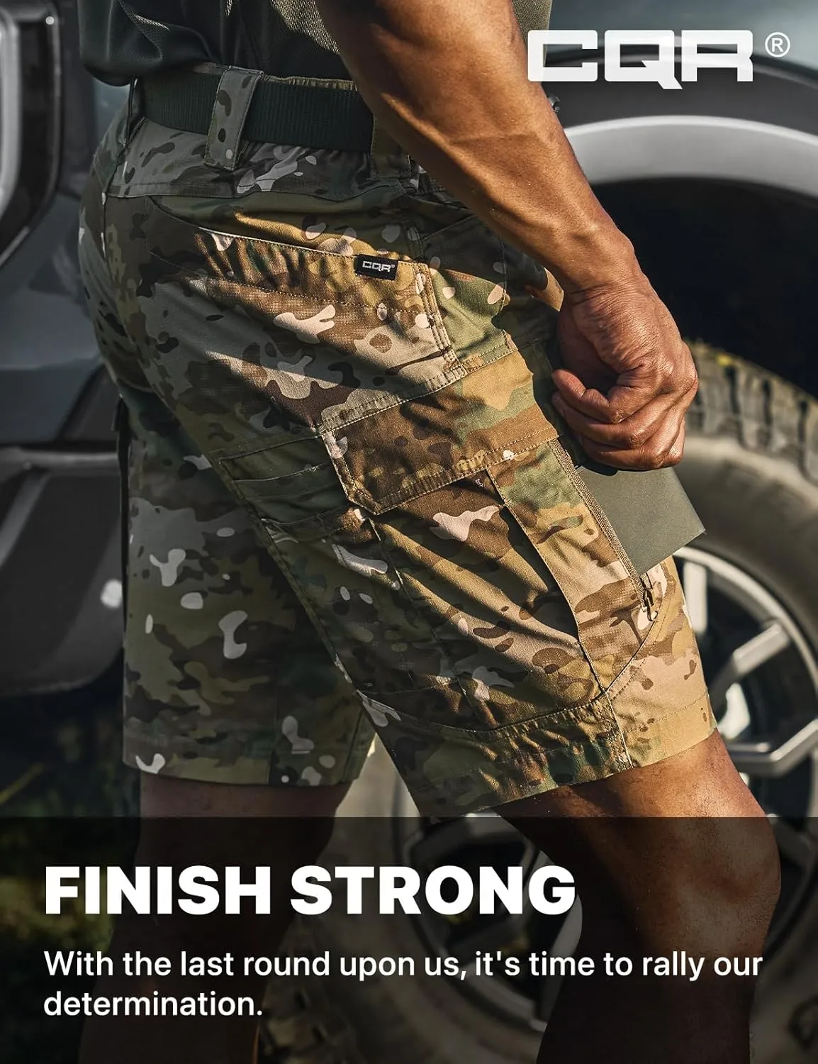CQR Men's Flex Casual Cargo Shorts, Lightweight Water Resistant Golf Shorts, Stretch Tactical Work Shorts with Multi-Pocket