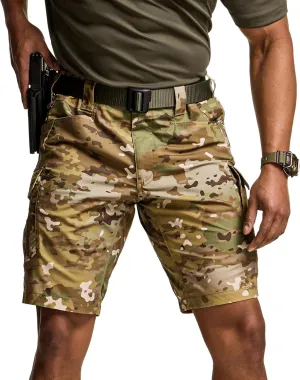 CQR Men's Flex Casual Cargo Shorts, Lightweight Water Resistant Golf Shorts, Stretch Tactical Work Shorts with Multi-Pocket