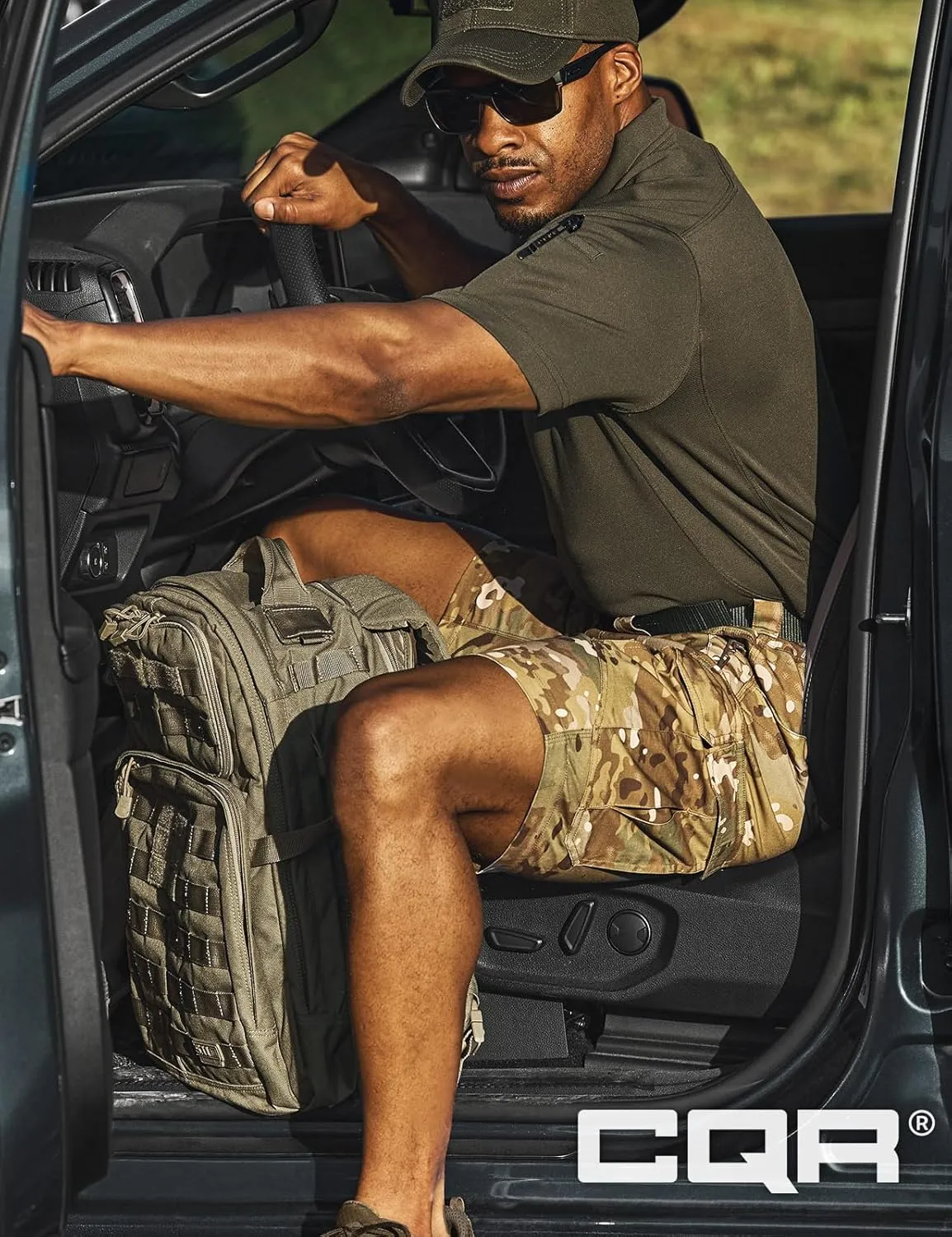 CQR Men's Flex Casual Cargo Shorts, Lightweight Water Resistant Golf Shorts, Stretch Tactical Work Shorts with Multi-Pocket
