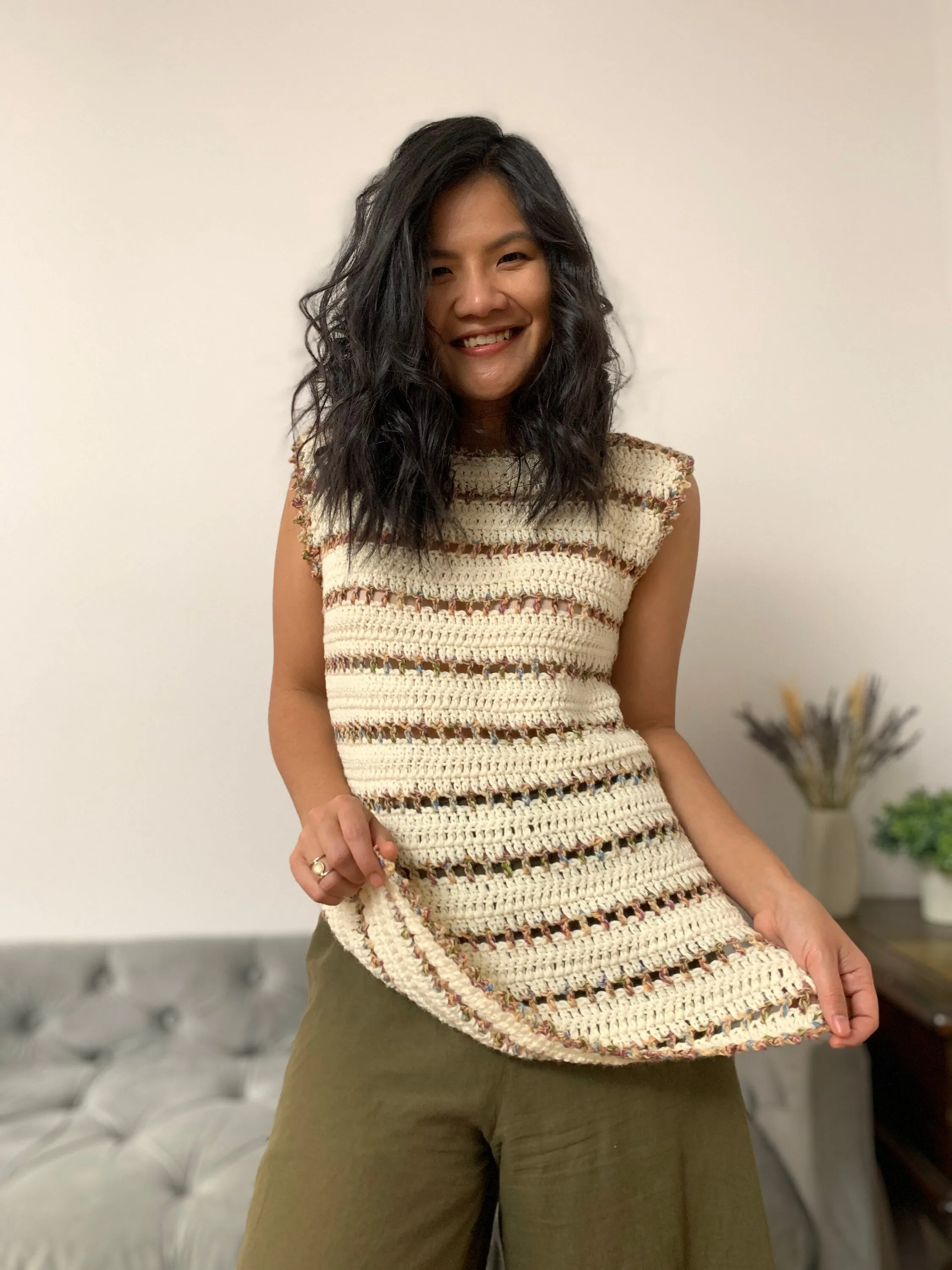 Crochet pattern: crochet side slit top/dress pattern for us women's sizes xs-xxl PDF file and video tutorial,crochet top,crochet summer top