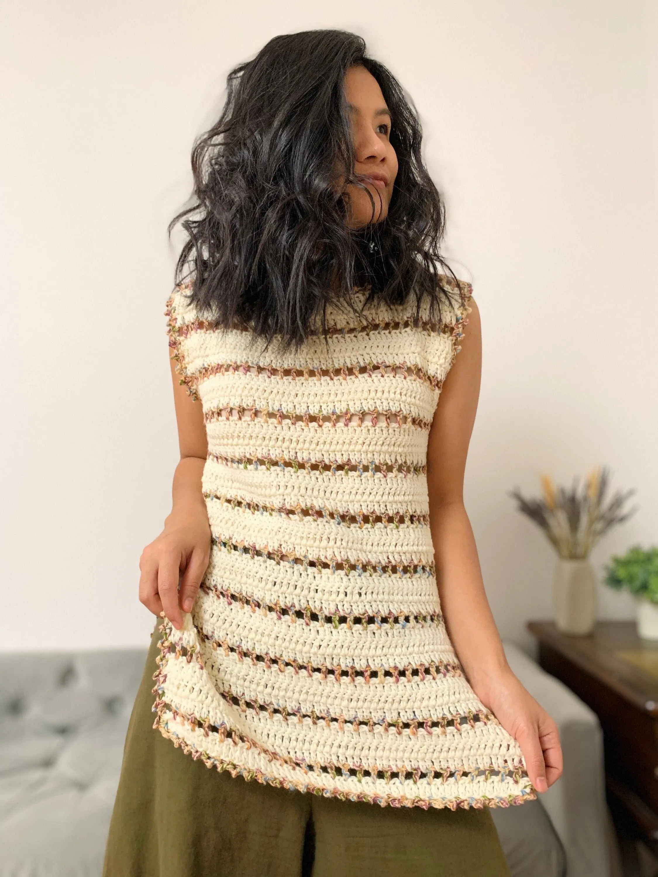 Crochet pattern: crochet side slit top/dress pattern for us women's sizes xs-xxl PDF file and video tutorial,crochet top,crochet summer top