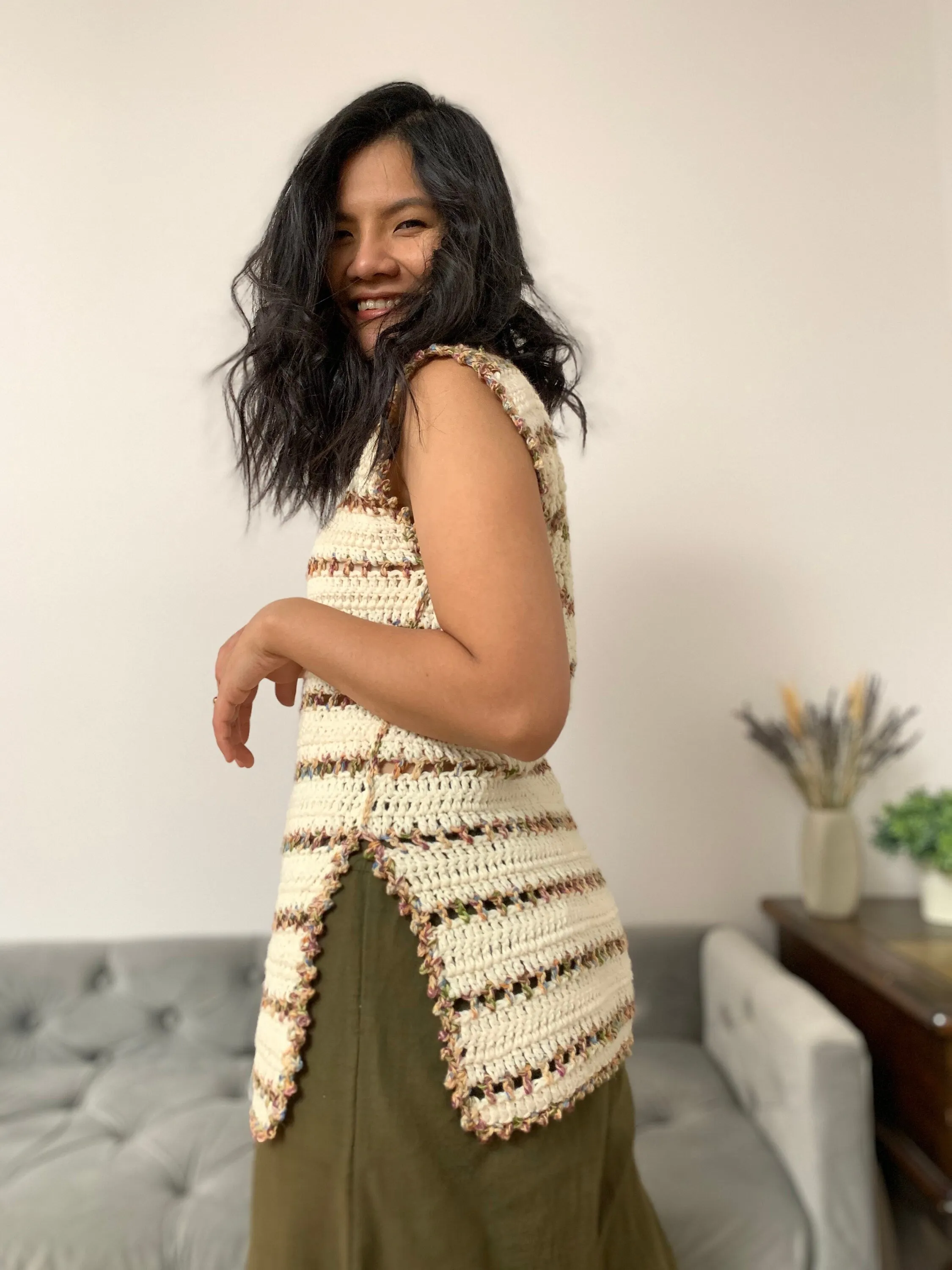 Crochet pattern: crochet side slit top/dress pattern for us women's sizes xs-xxl PDF file and video tutorial,crochet top,crochet summer top