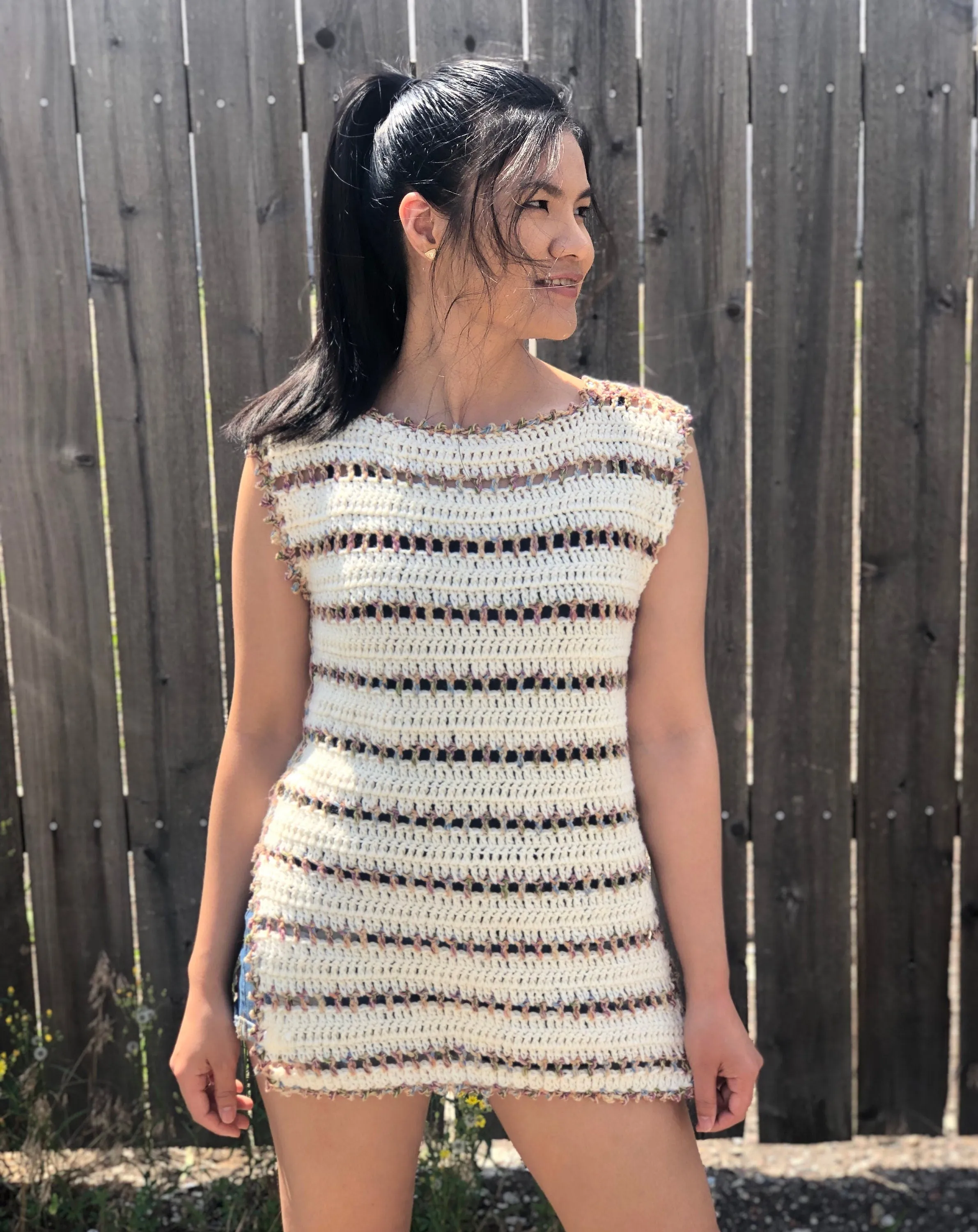 Crochet pattern: crochet side slit top/dress pattern for us women's sizes xs-xxl PDF file and video tutorial,crochet top,crochet summer top