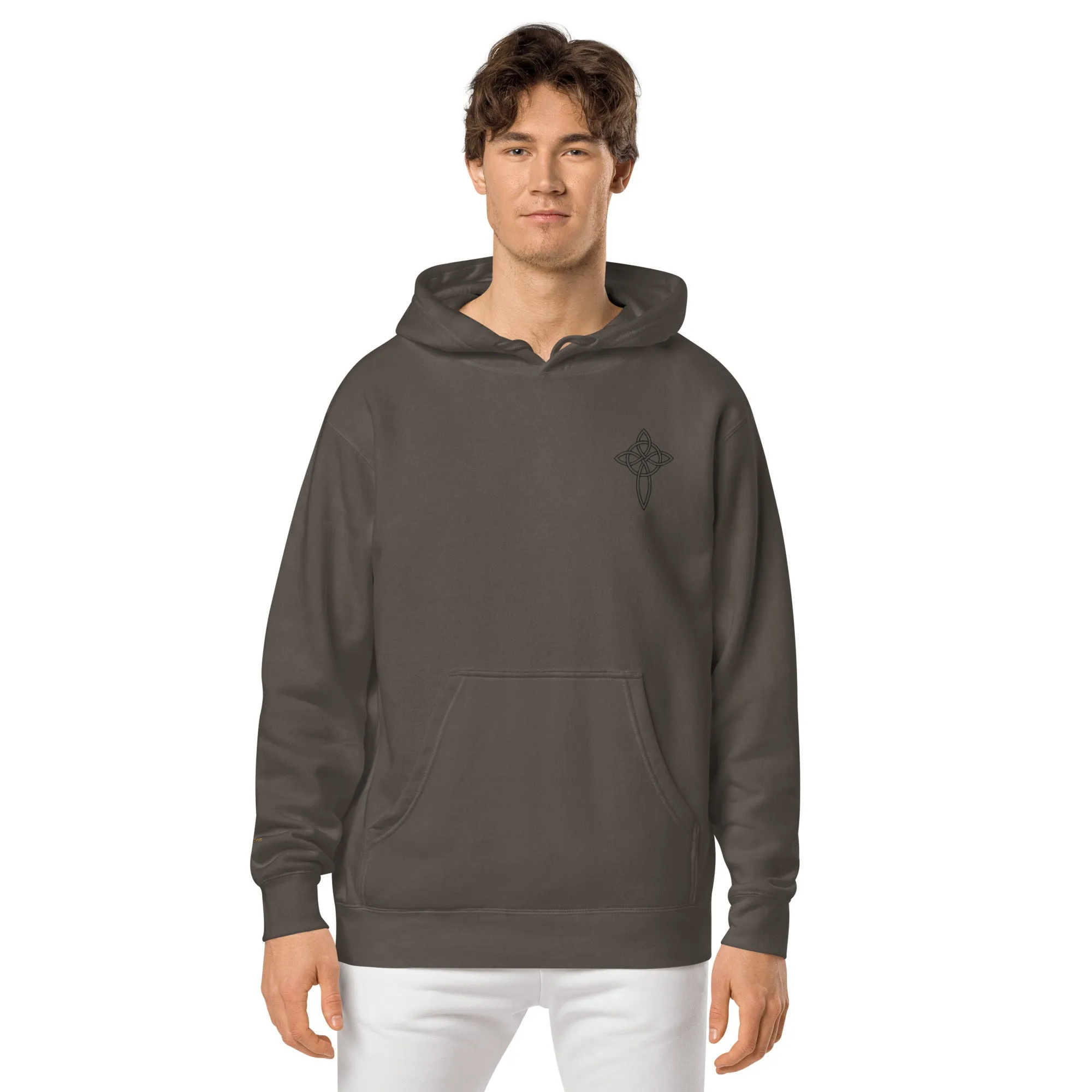 Cross  Embroidered Design Unisex Pigment-Dyed Hoodie, lioness-love