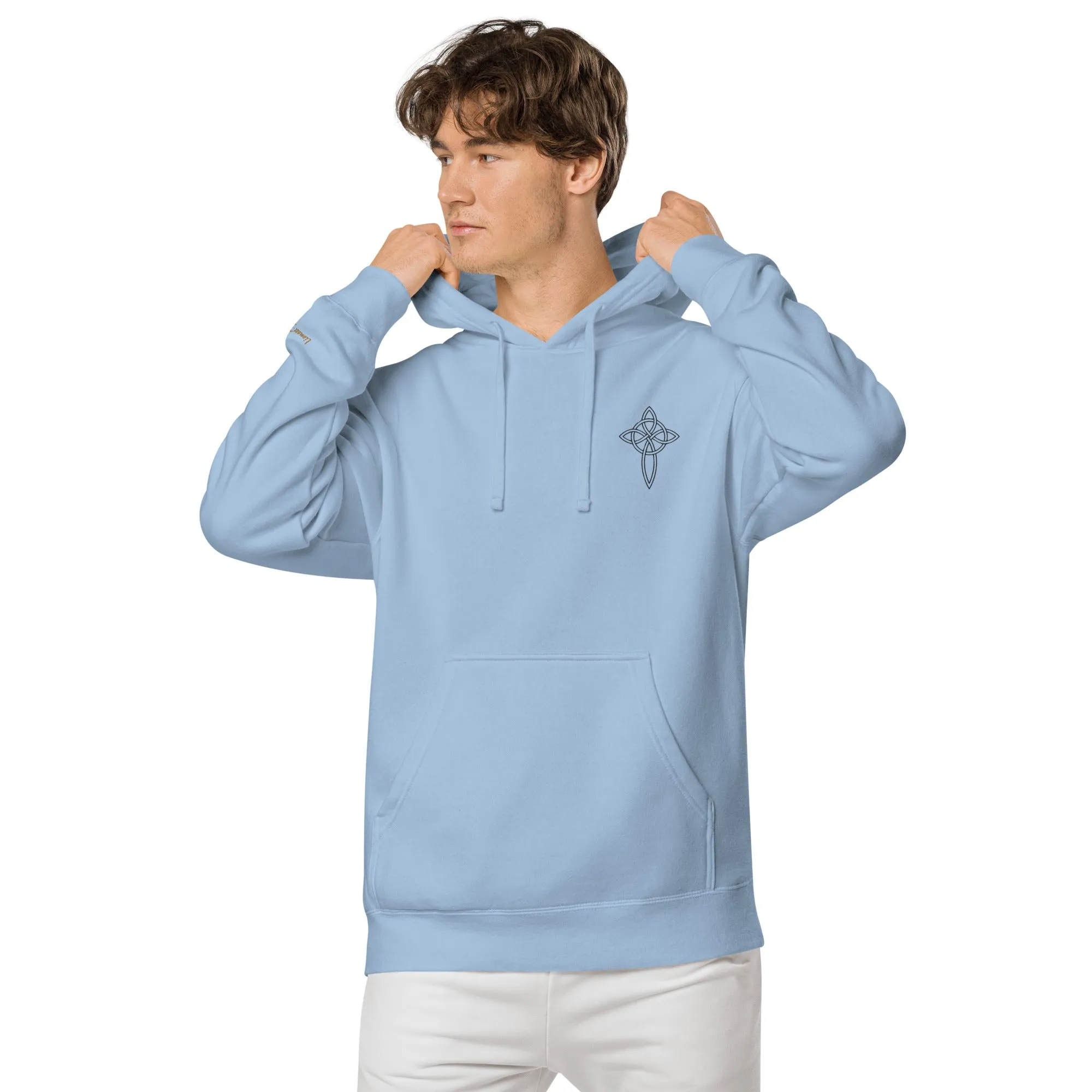 Cross  Embroidered Design Unisex Pigment-Dyed Hoodie, lioness-love