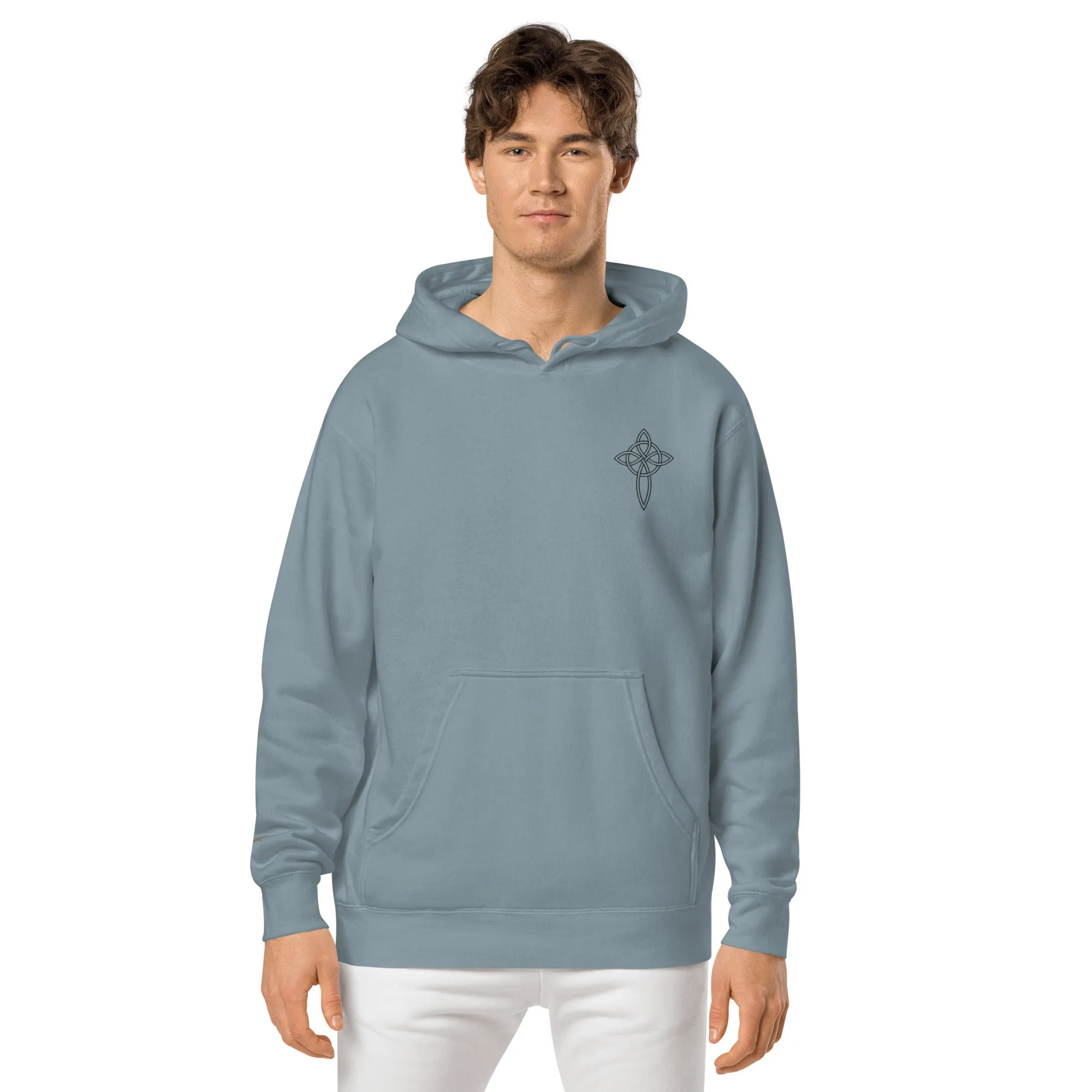 Cross  Embroidered Design Unisex Pigment-Dyed Hoodie, lioness-love