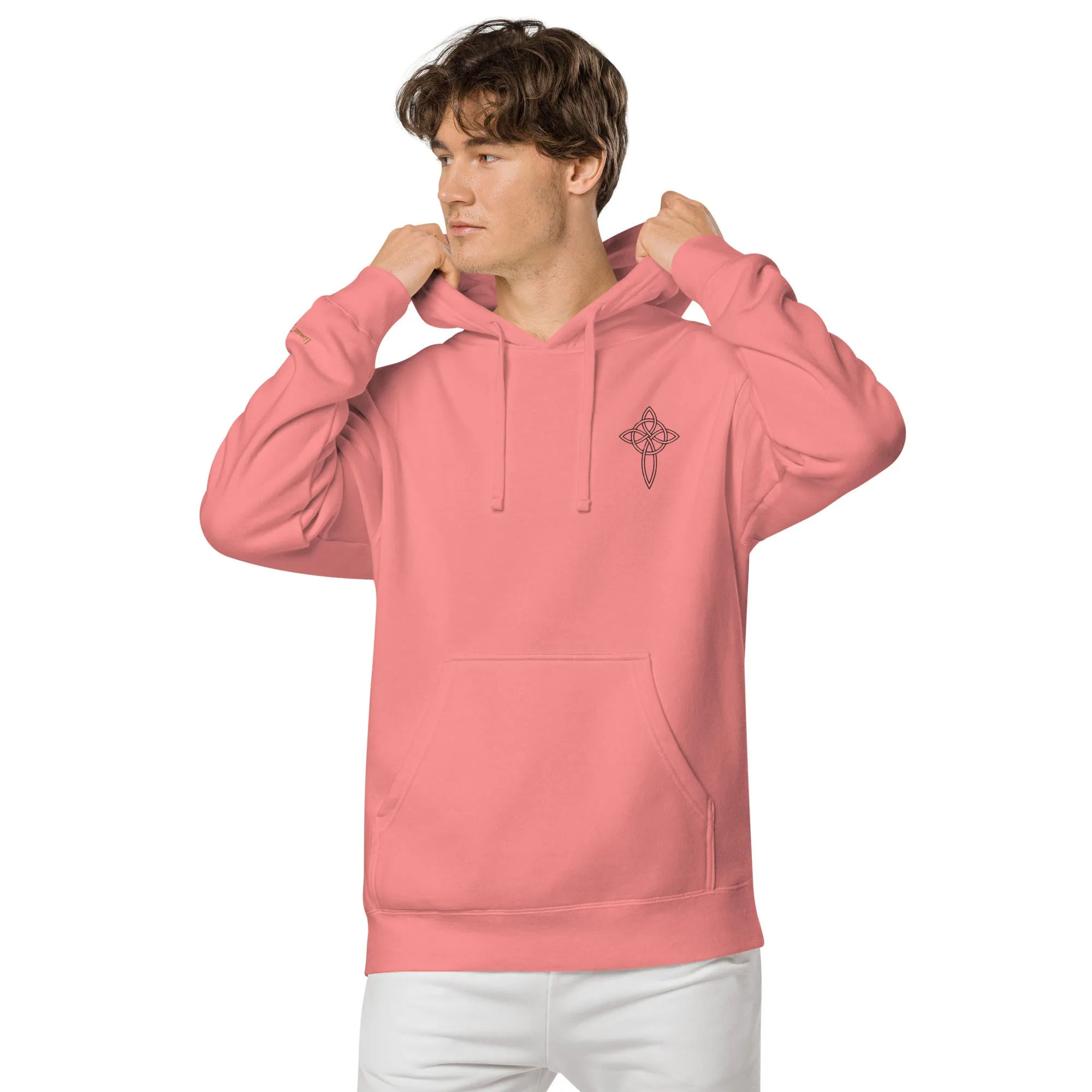 Cross  Embroidered Design Unisex Pigment-Dyed Hoodie, lioness-love