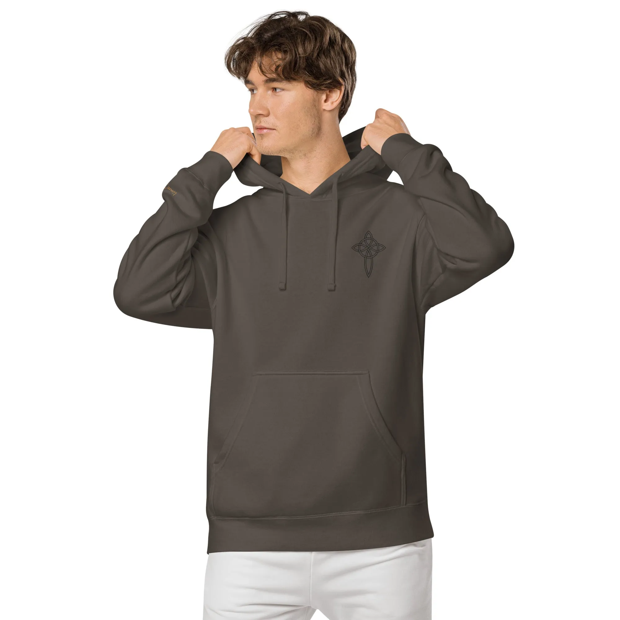Cross  Embroidered Design Unisex Pigment-Dyed Hoodie, lioness-love