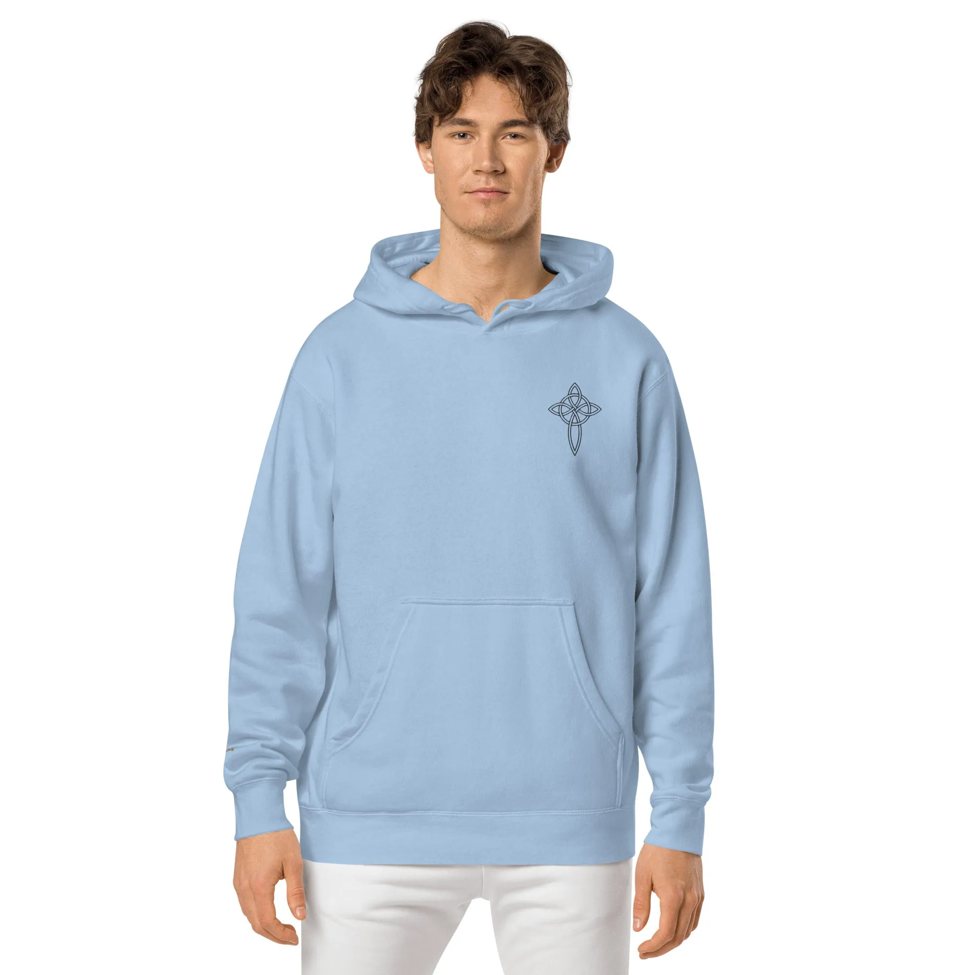 Cross  Embroidered Design Unisex Pigment-Dyed Hoodie, lioness-love