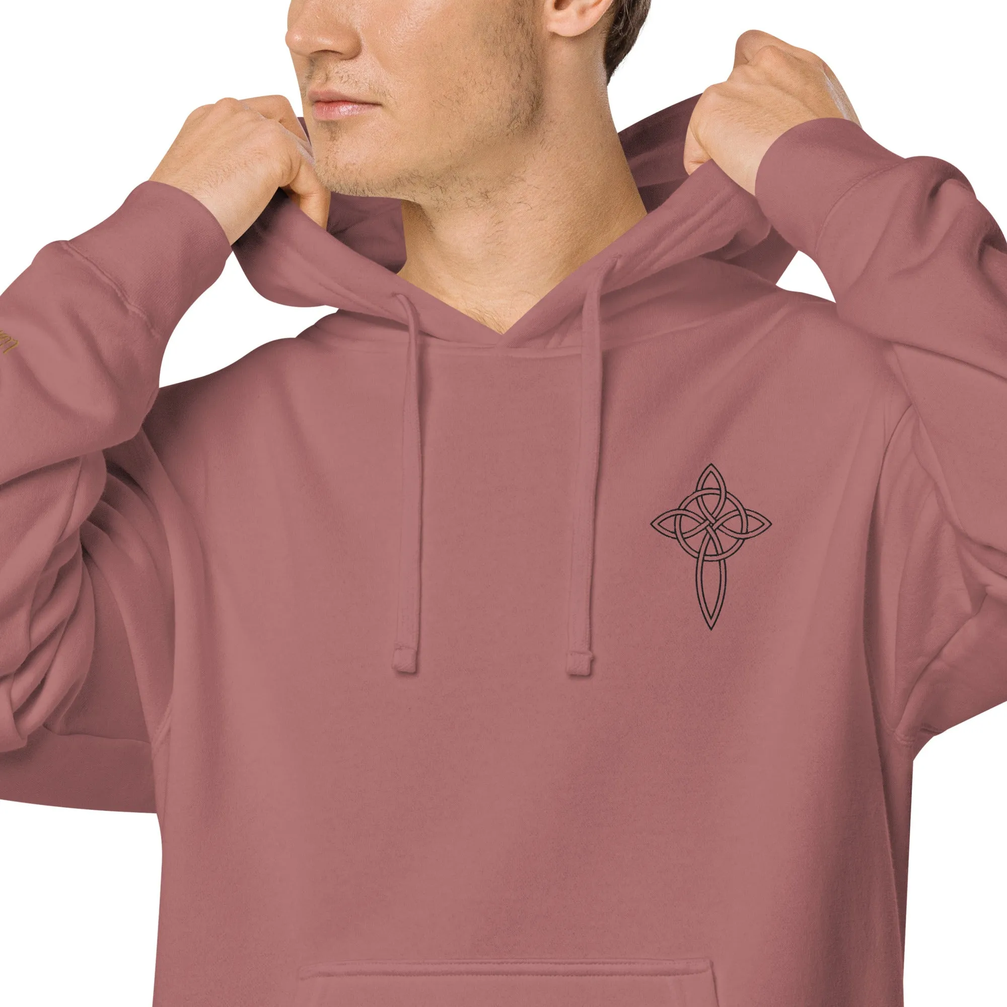 Cross  Embroidered Design Unisex Pigment-Dyed Hoodie, lioness-love