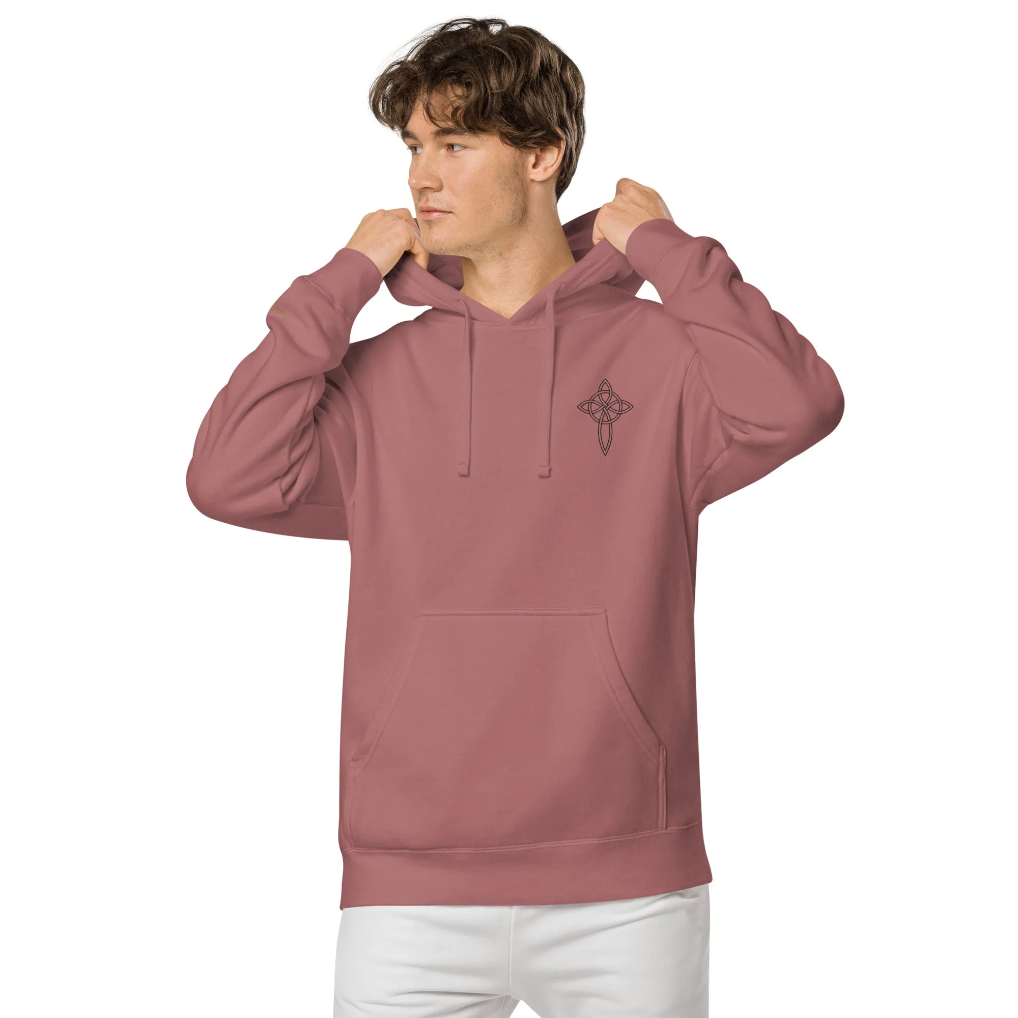 Cross  Embroidered Design Unisex Pigment-Dyed Hoodie, lioness-love