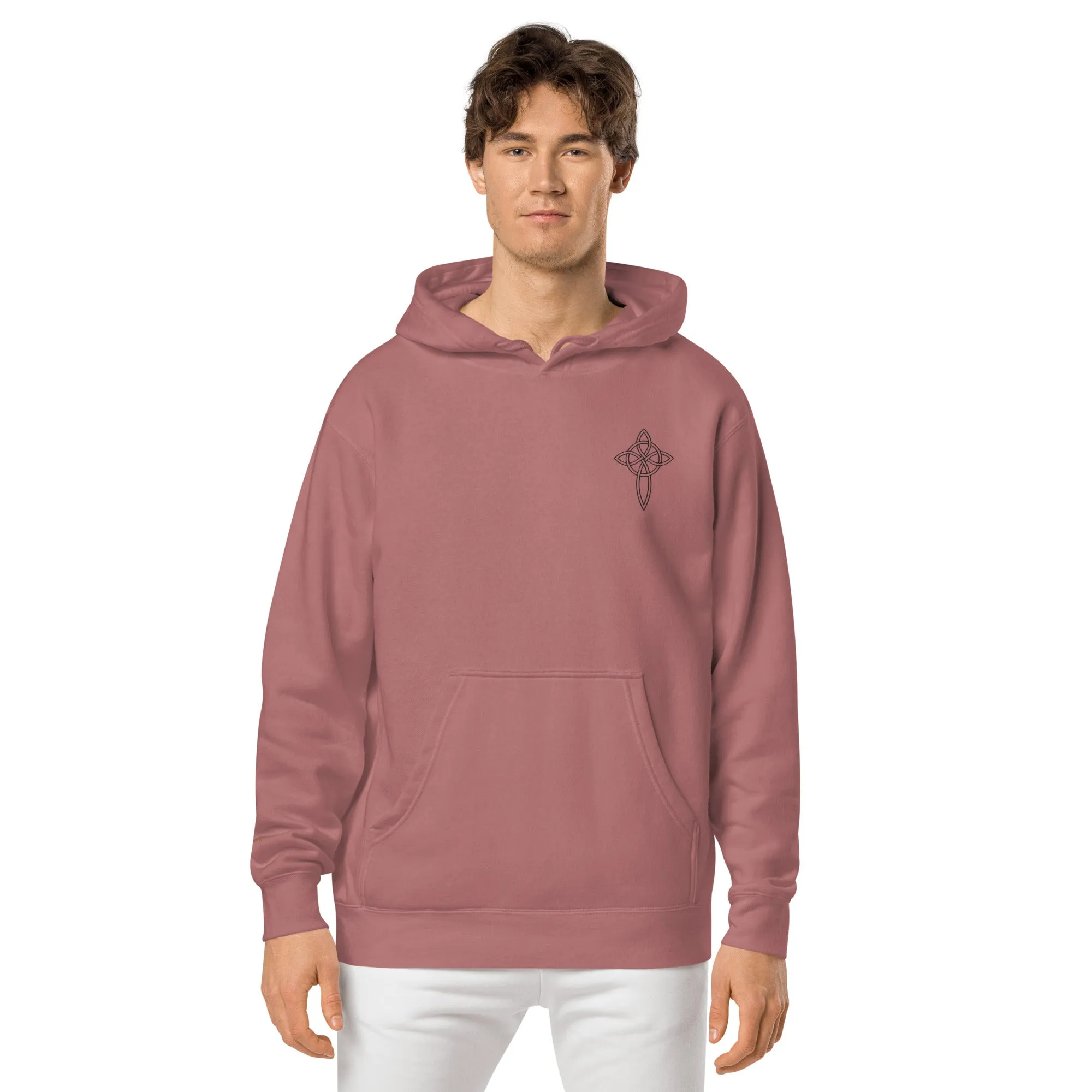 Cross  Embroidered Design Unisex Pigment-Dyed Hoodie, lioness-love