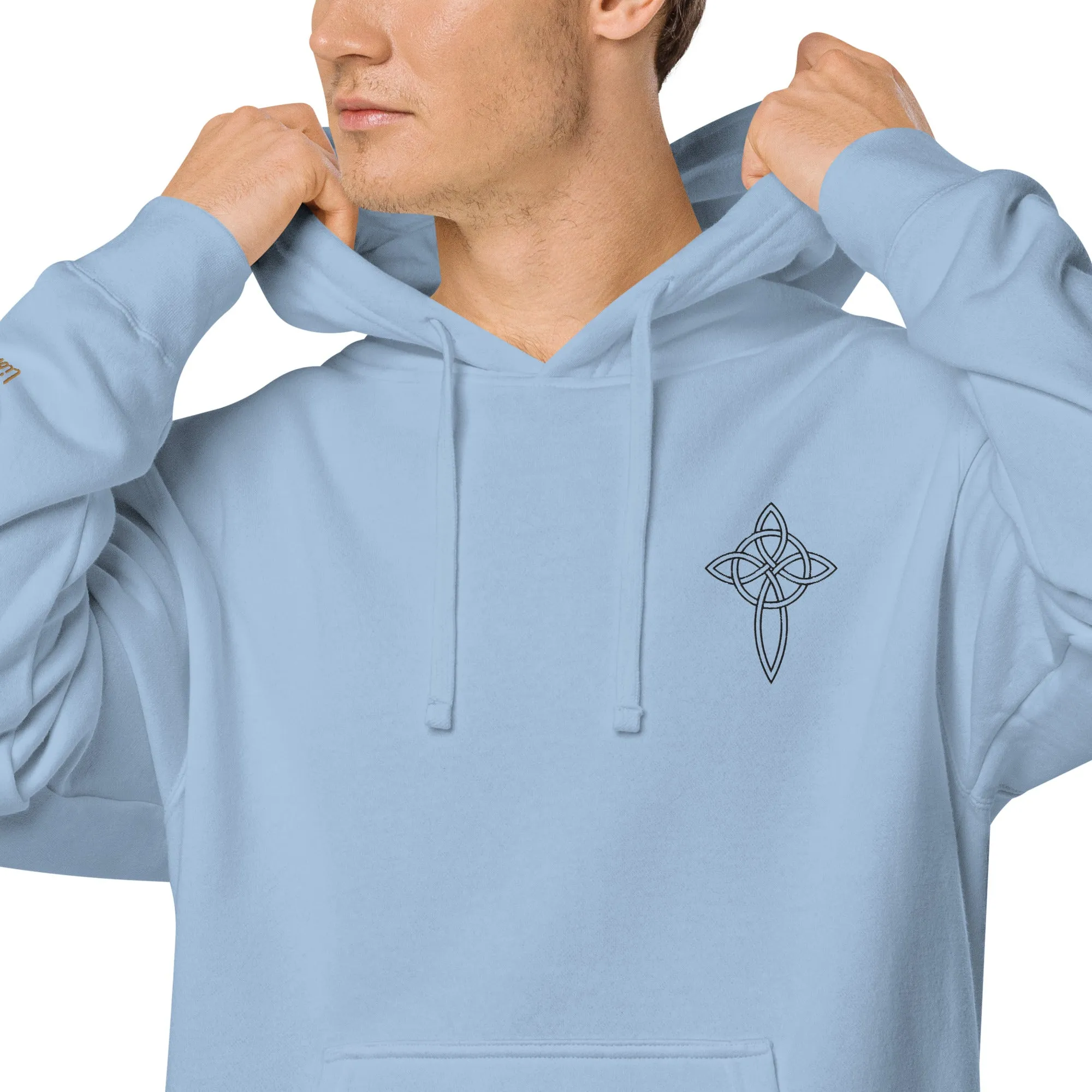 Cross  Embroidered Design Unisex Pigment-Dyed Hoodie, lioness-love