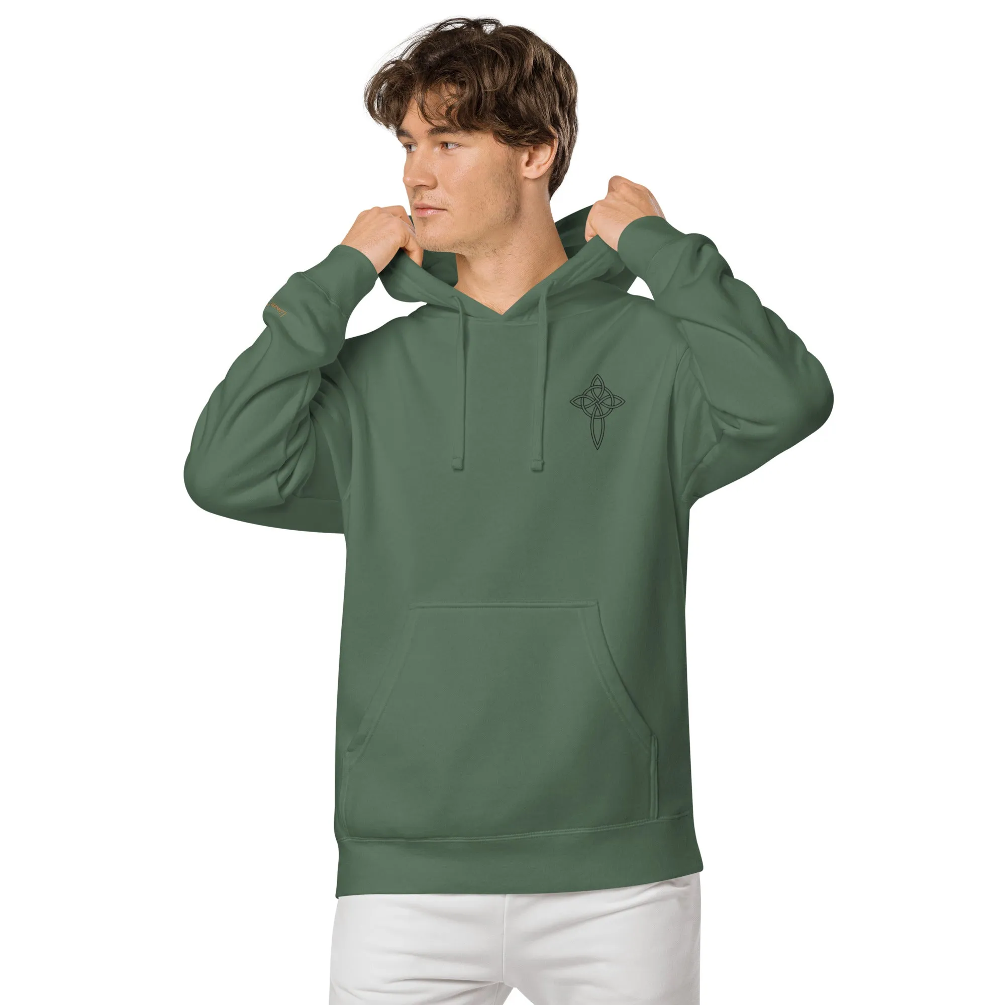 Cross  Embroidered Design Unisex Pigment-Dyed Hoodie, lioness-love