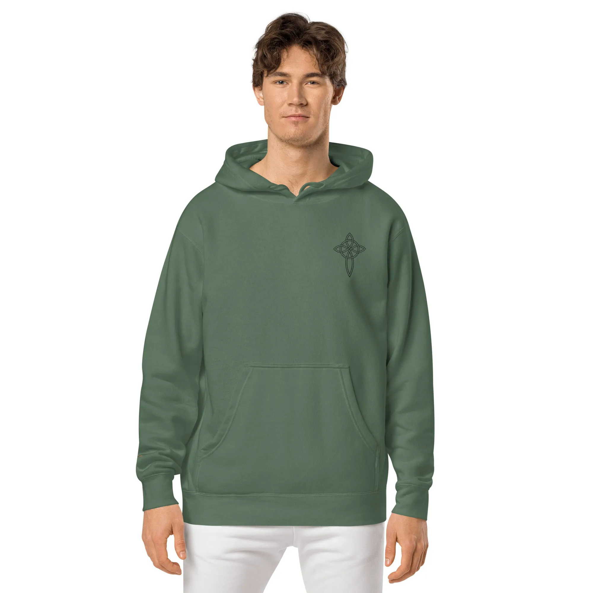 Cross  Embroidered Design Unisex Pigment-Dyed Hoodie, lioness-love