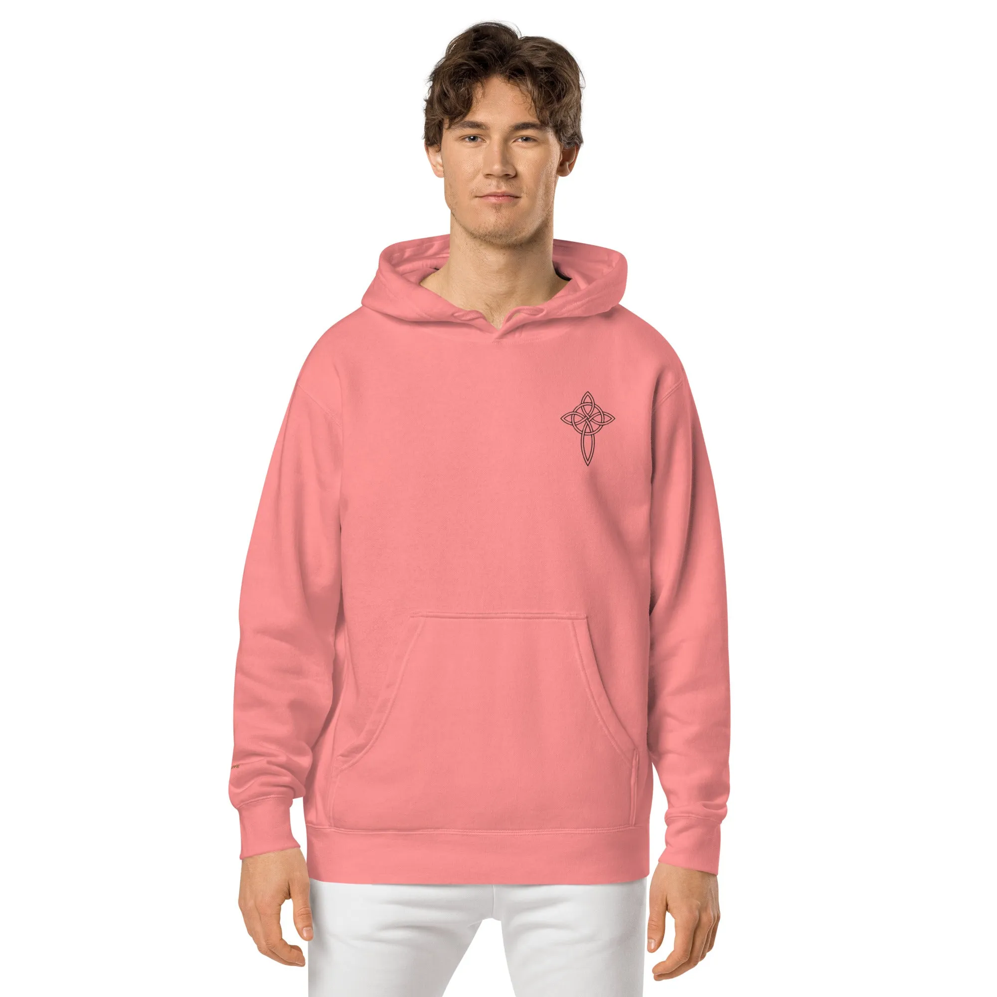 Cross  Embroidered Design Unisex Pigment-Dyed Hoodie, lioness-love
