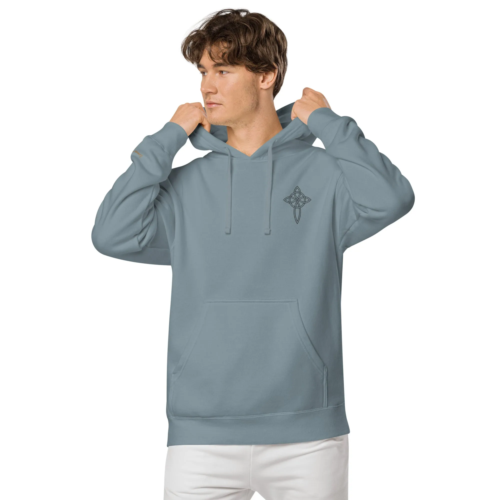 Cross  Embroidered Design Unisex Pigment-Dyed Hoodie, lioness-love