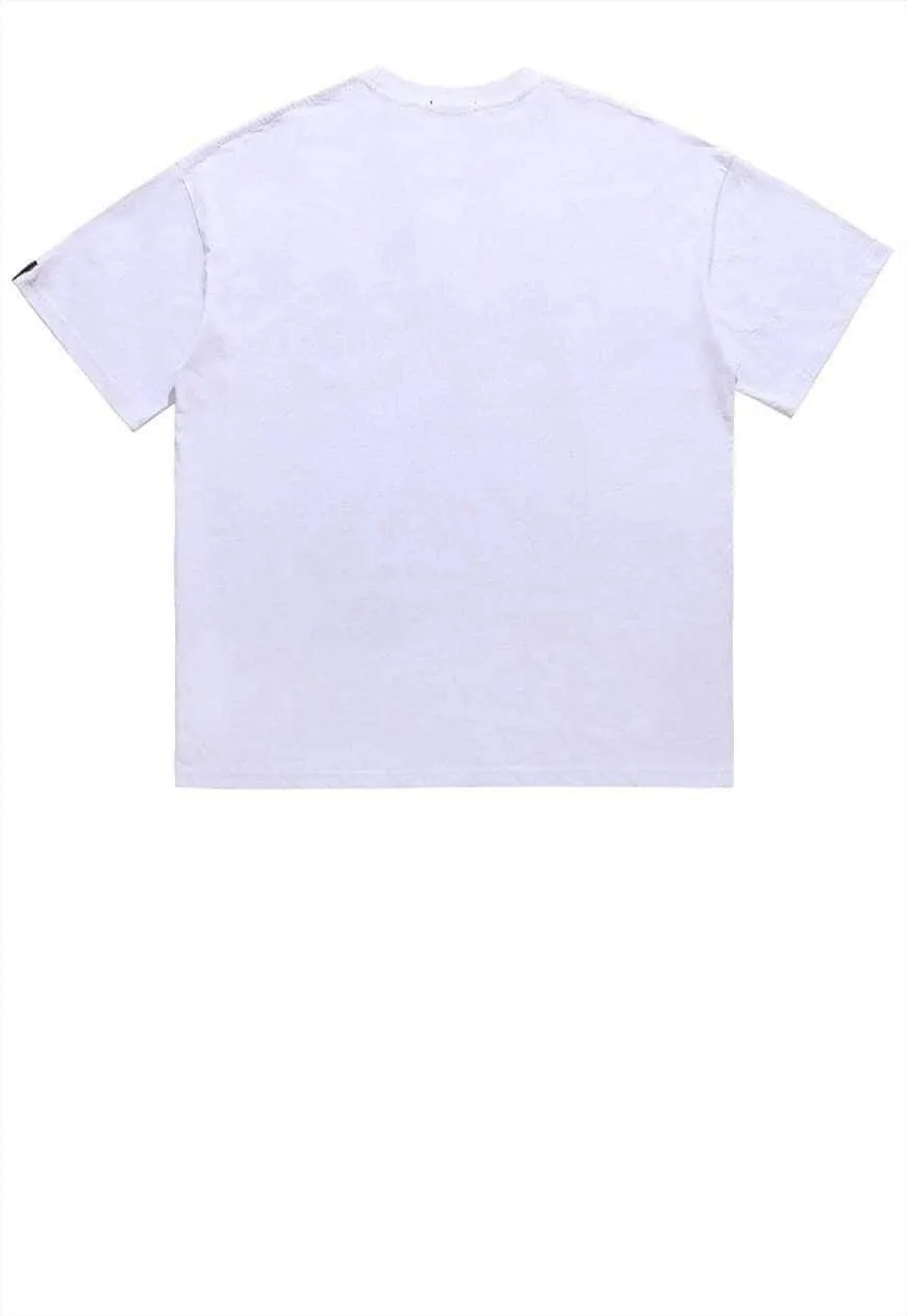 Crow print t-shirt Gothic bird tee grunge top in white