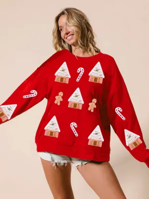 Deana Women's Christmas House Sequin Sweater Fashion Casual Top