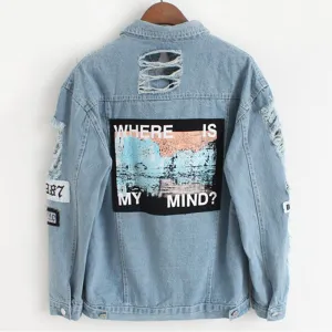 Denim Jacket Printed Patch Shirt