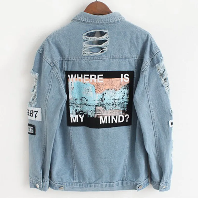 Denim Jacket Printed Patch Shirt