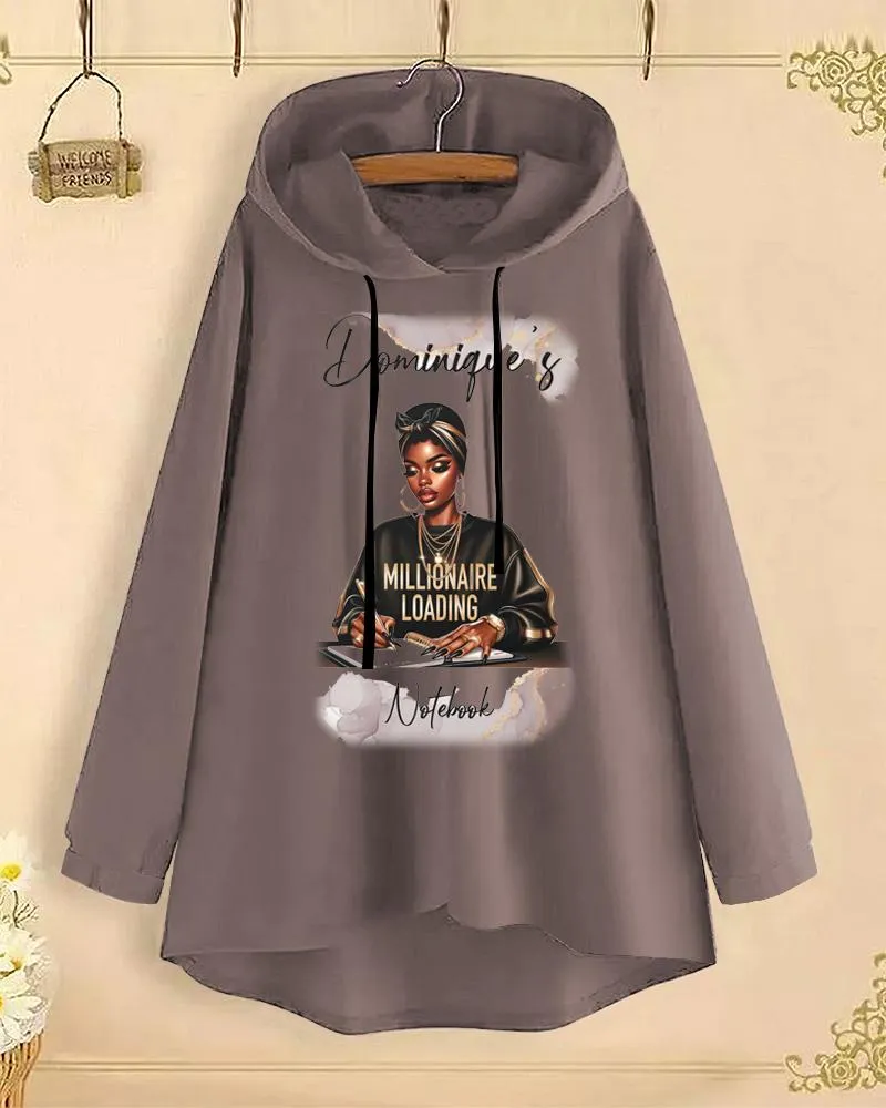 Dominigue‘s Notebook Long-Sleeved with Loose Hem Hoodie
